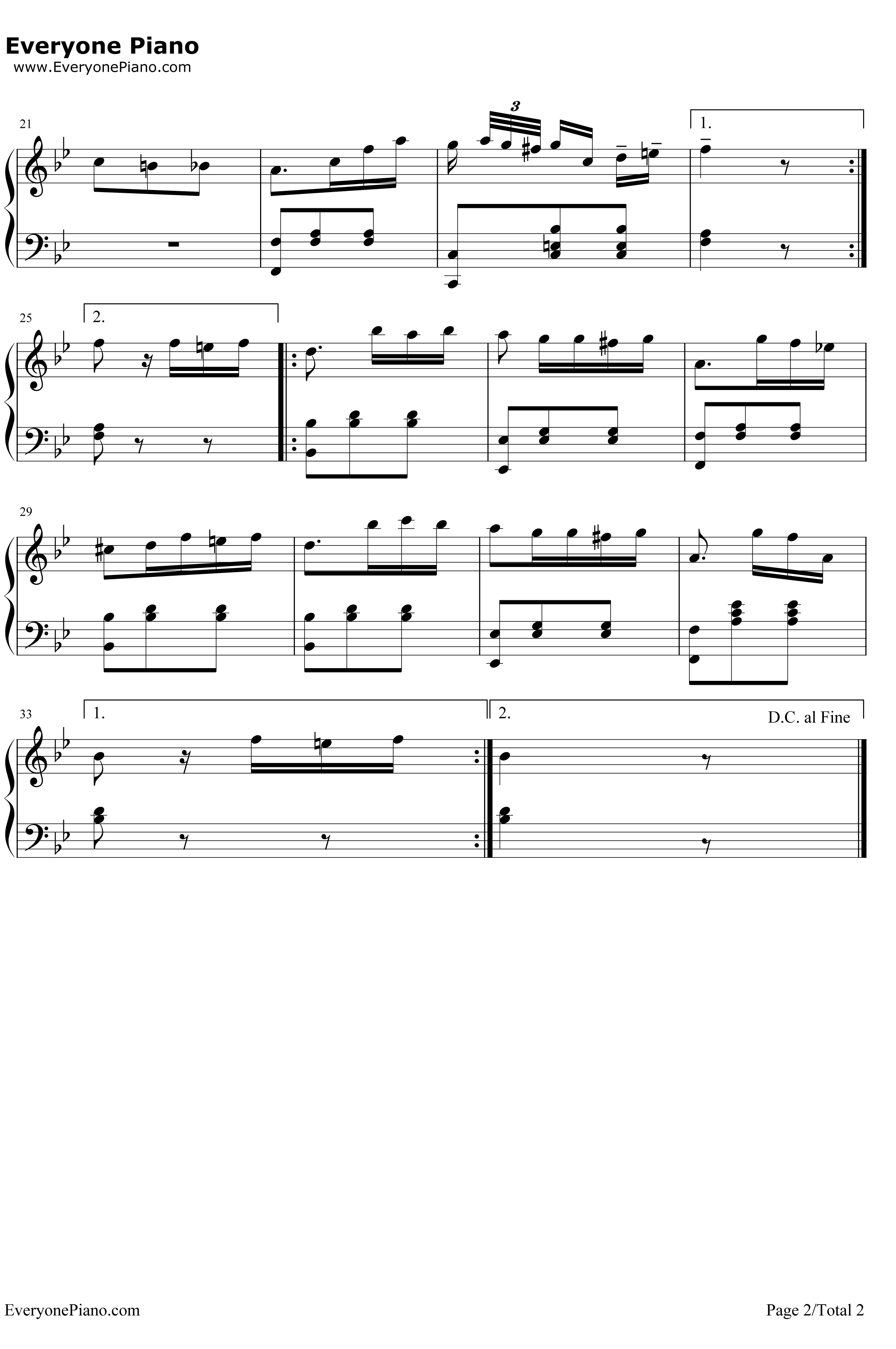 梦幻交响曲钢琴谱-贝多芬2