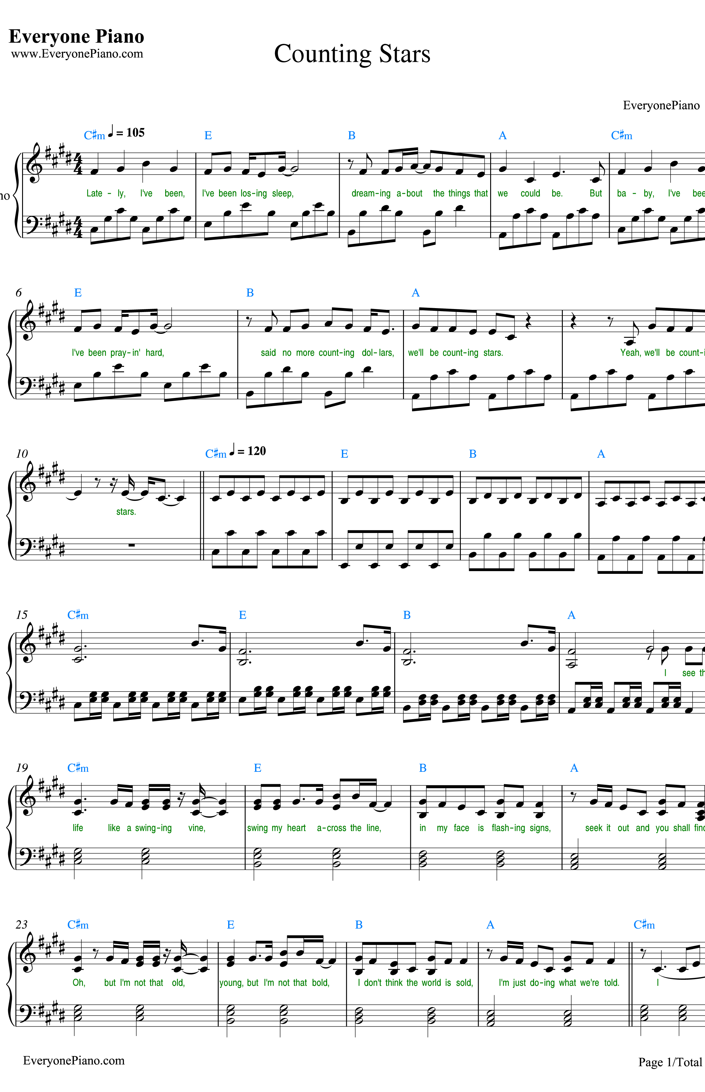 CountingStars钢琴谱-OneRepublic1