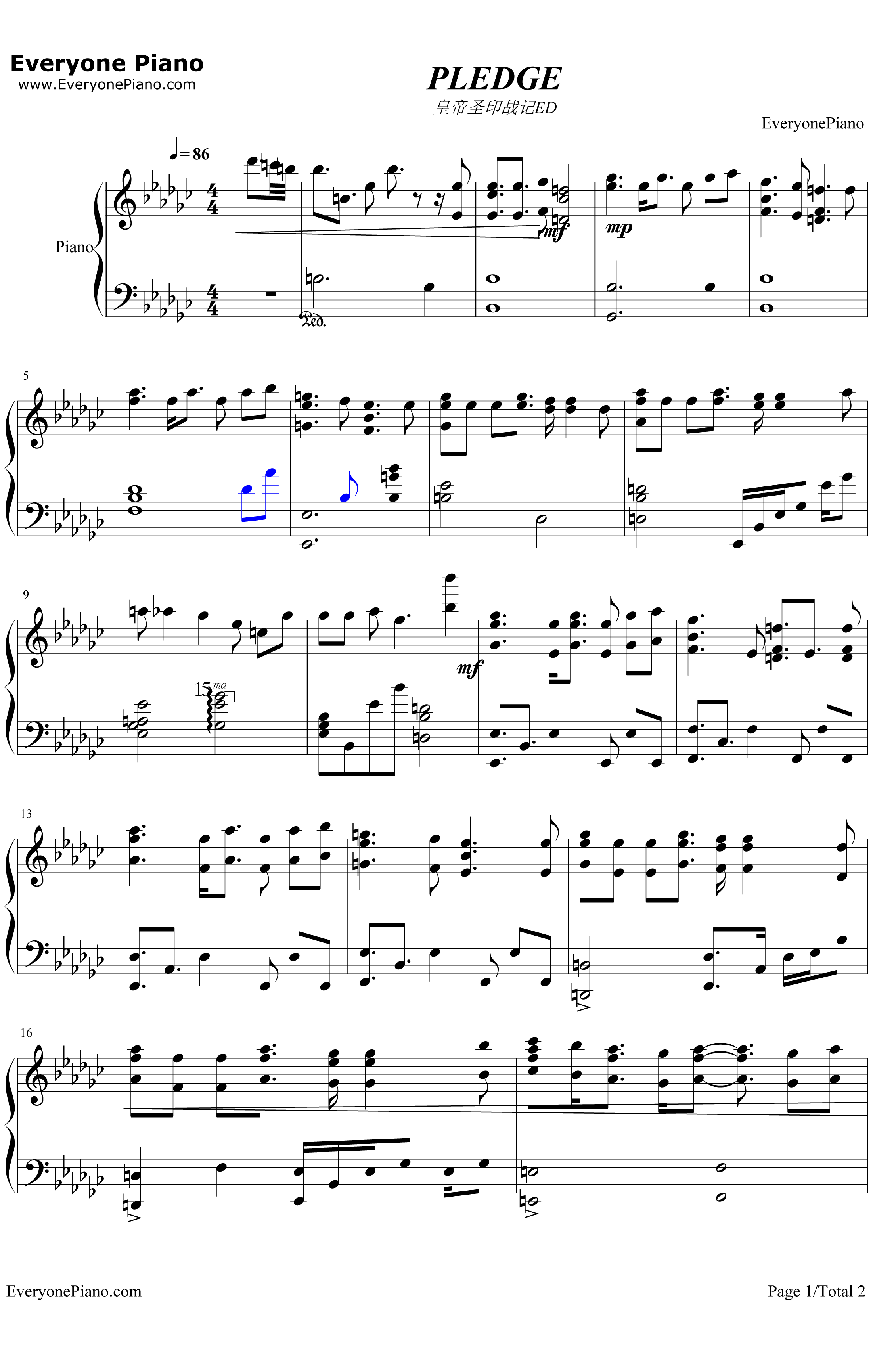 PLEDGE钢琴谱-ASCA1