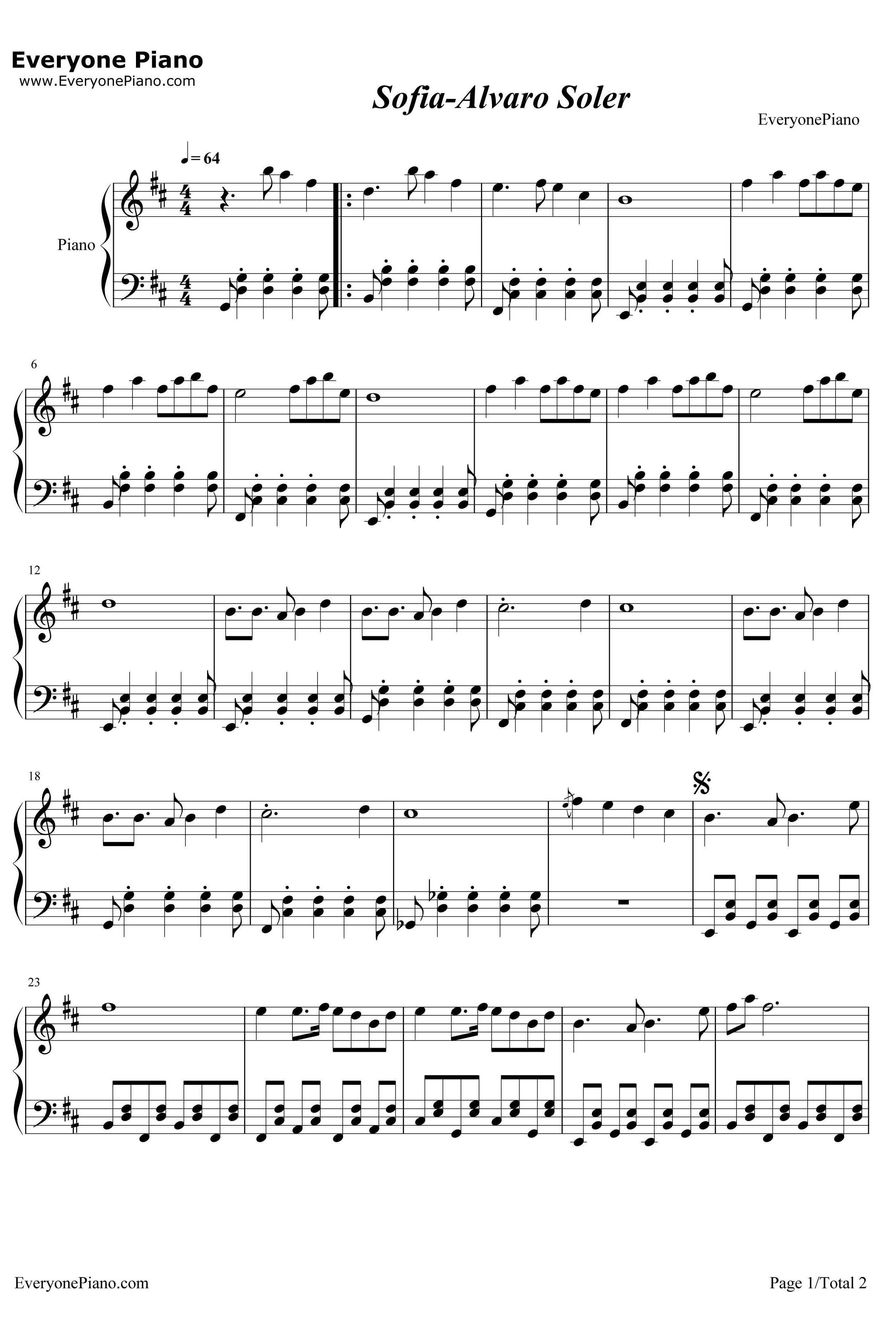 Sofia钢琴谱-AlvaroSoler1
