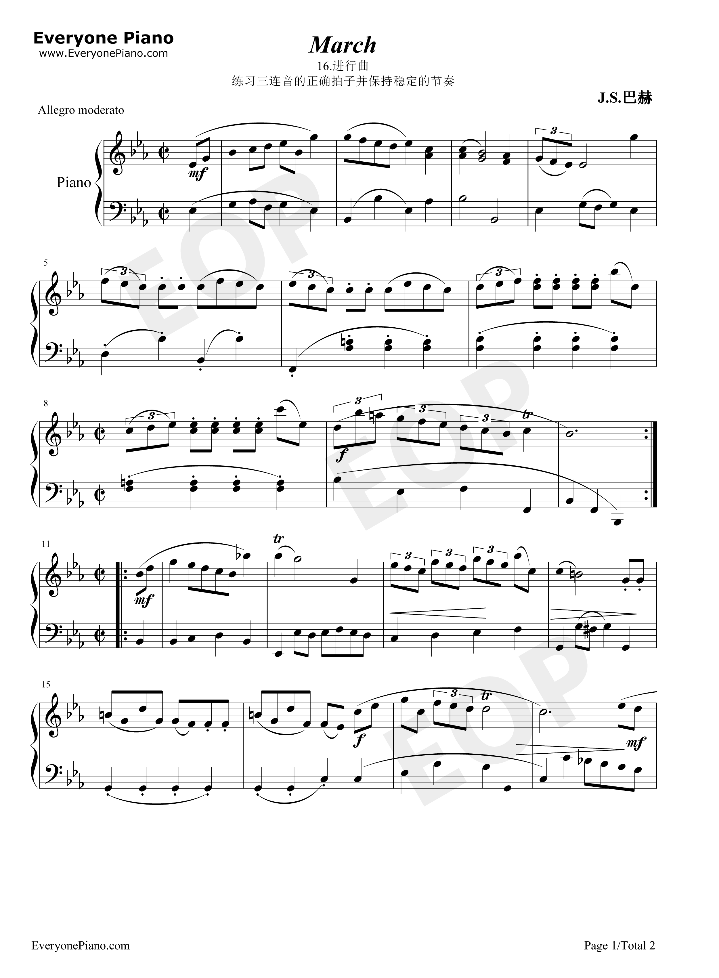 进行曲 16钢琴谱-巴赫1