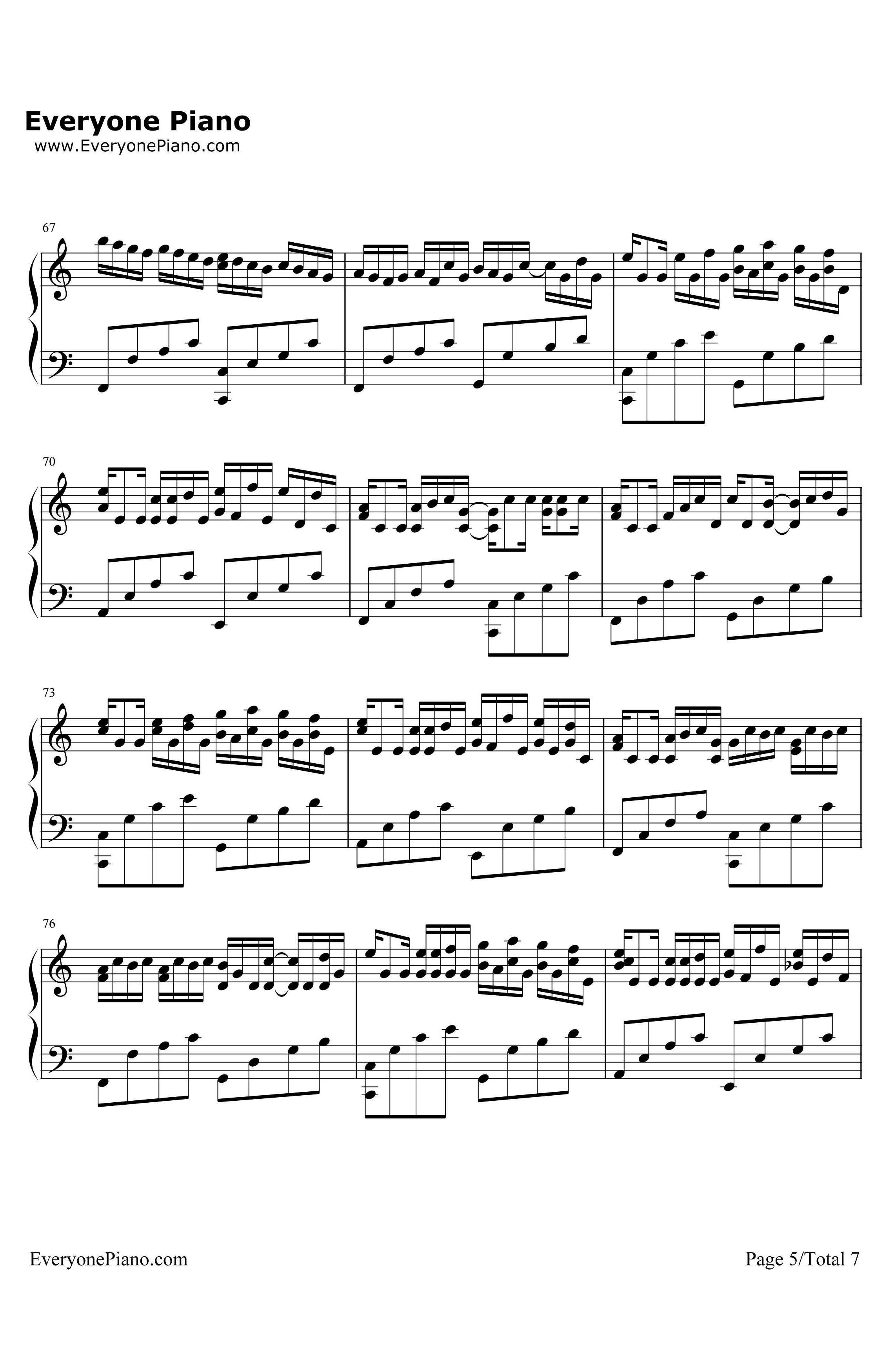 c大调卡农钢琴谱-帕赫贝尔-带力度版5