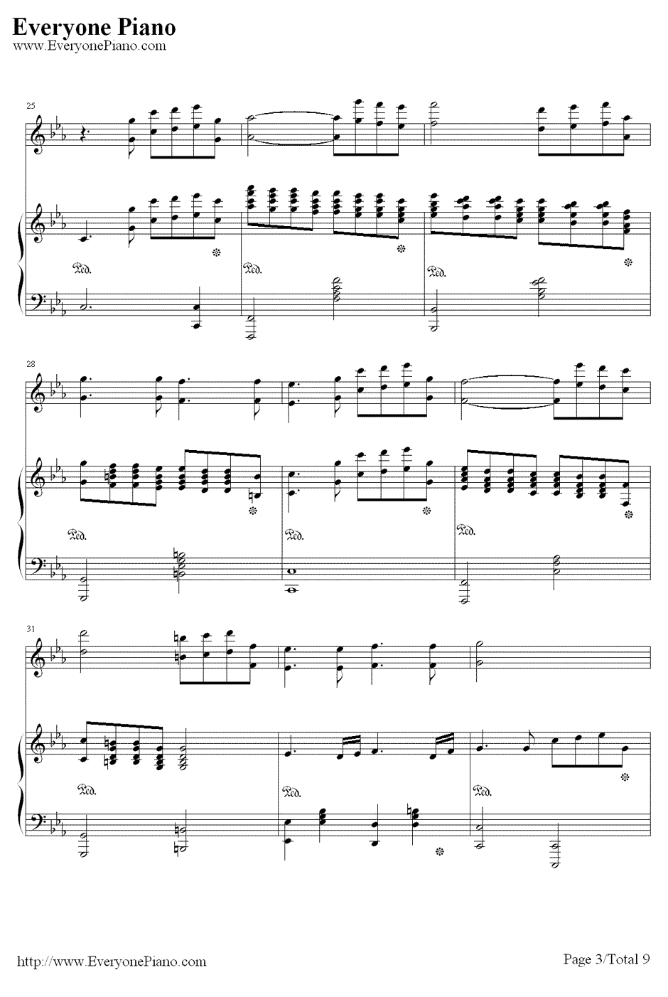 利鲁之歌钢琴谱-马克西姆3