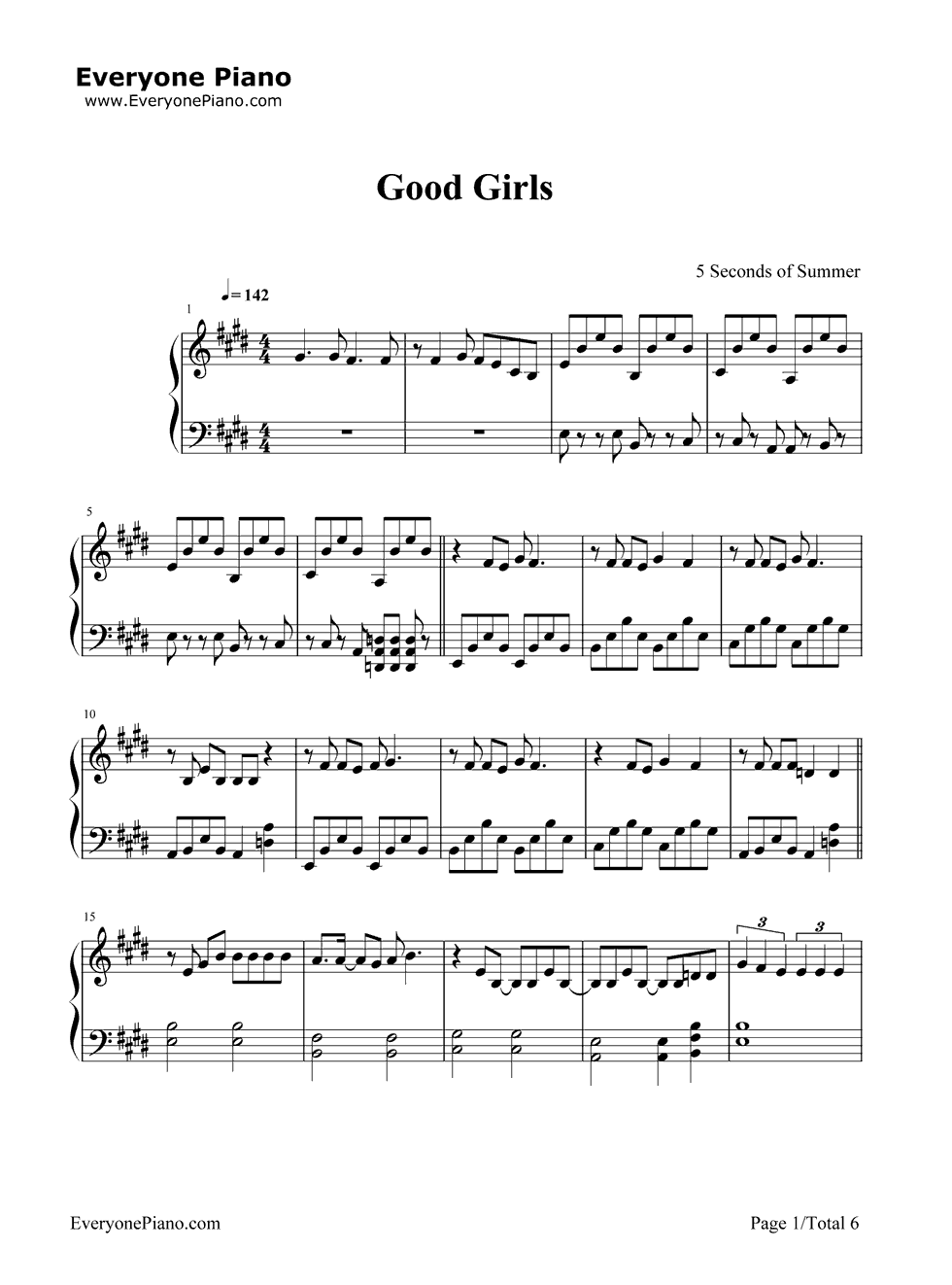 Good Girls钢琴谱-5 Seconds of Summer1