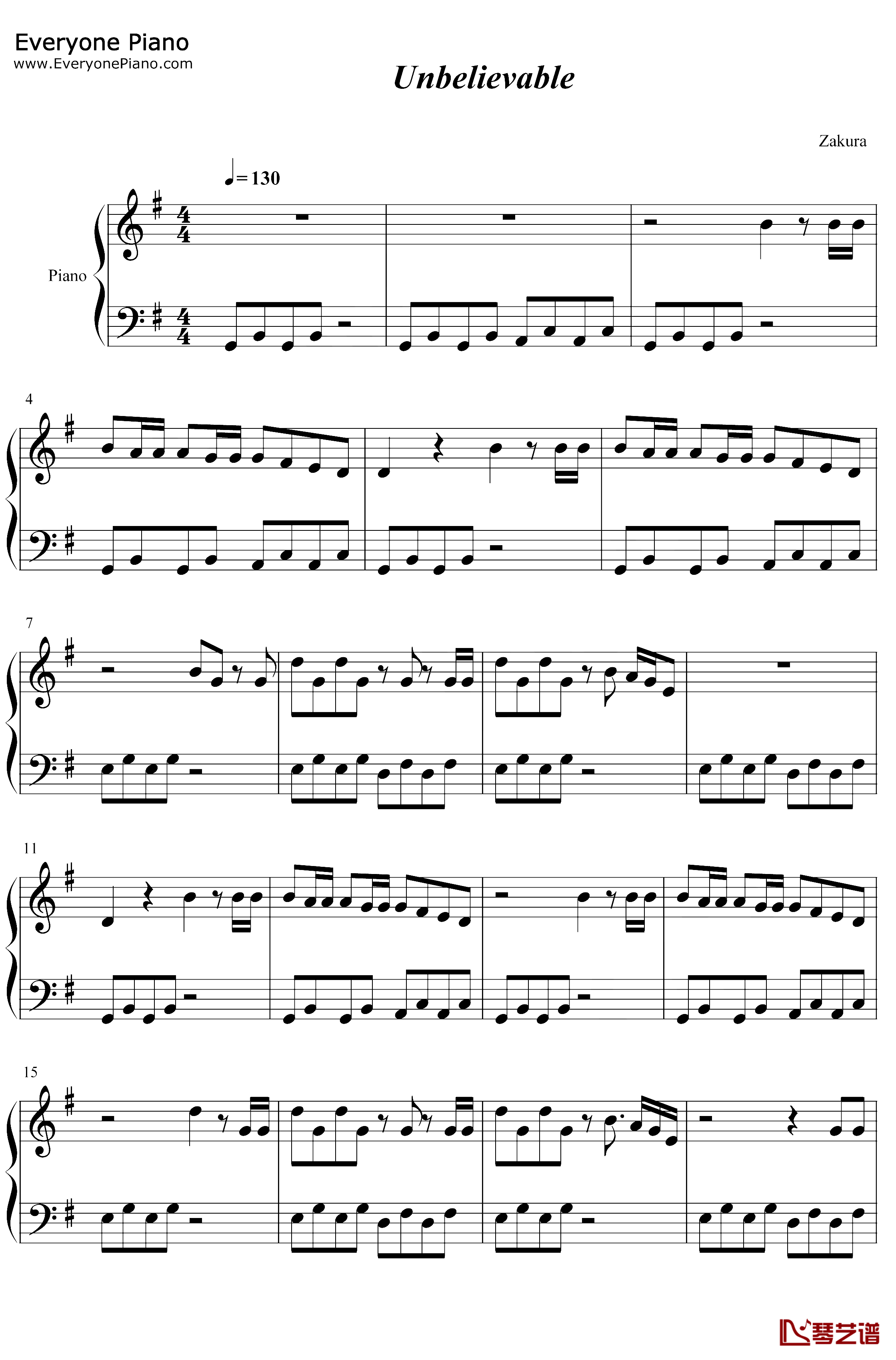 Unbelievable钢琴谱-WhyDon'tWe1