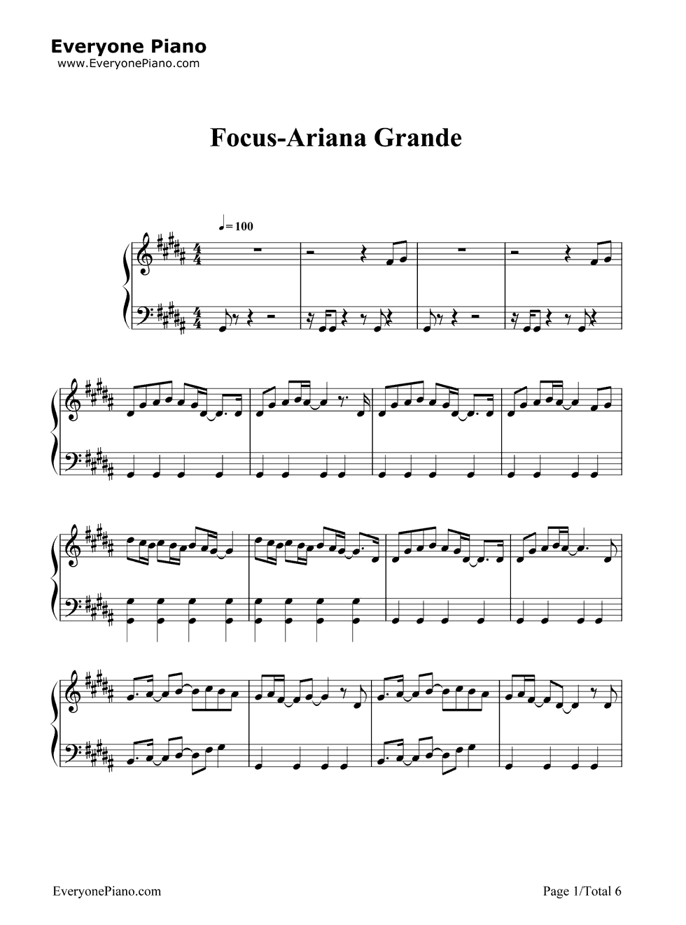 Focus钢琴谱-Ariana Grande1