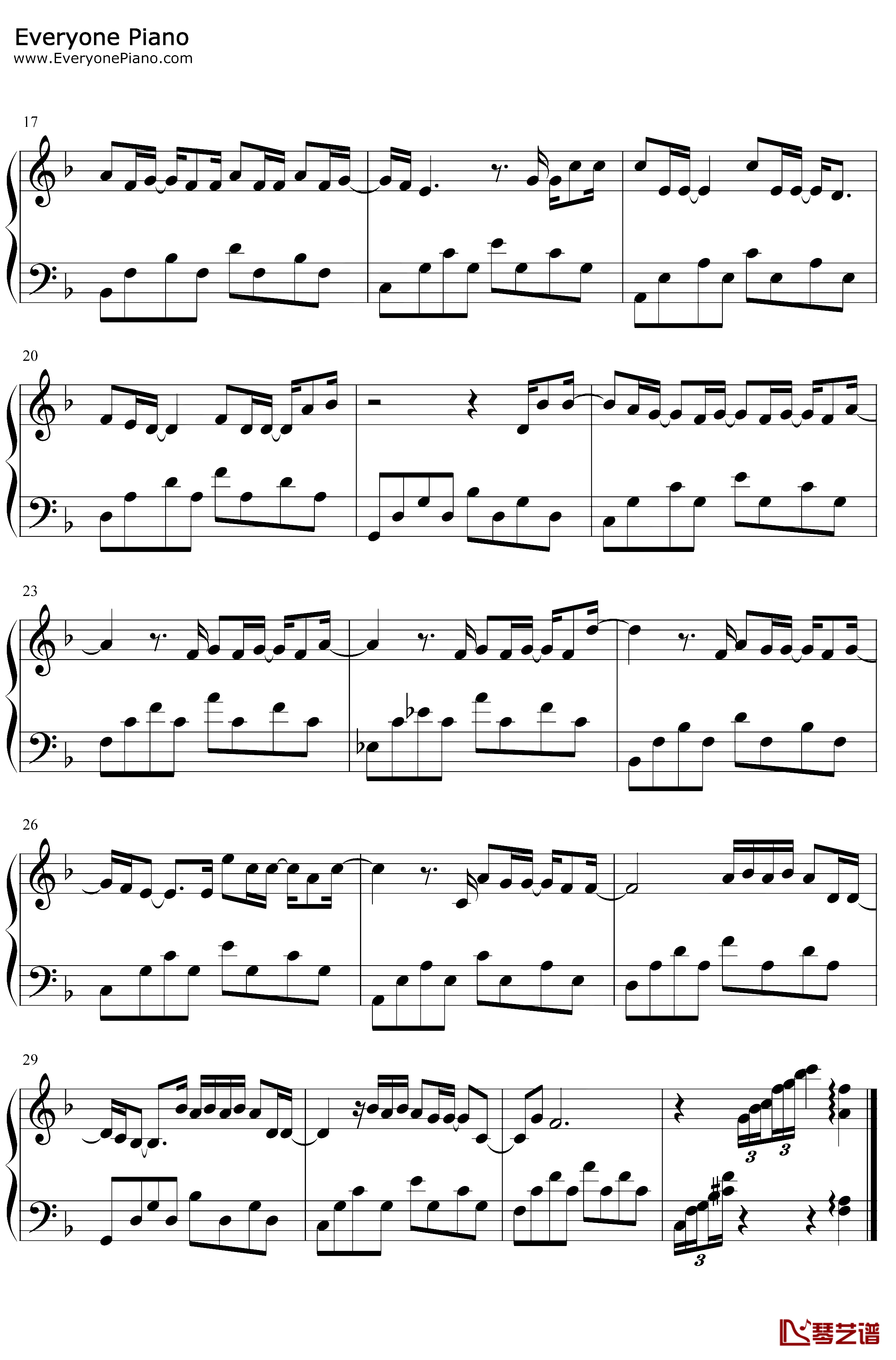 无人之岛钢琴谱-任然-简单版-如果云层是天空的一封信能不能再听一听听你的声音2