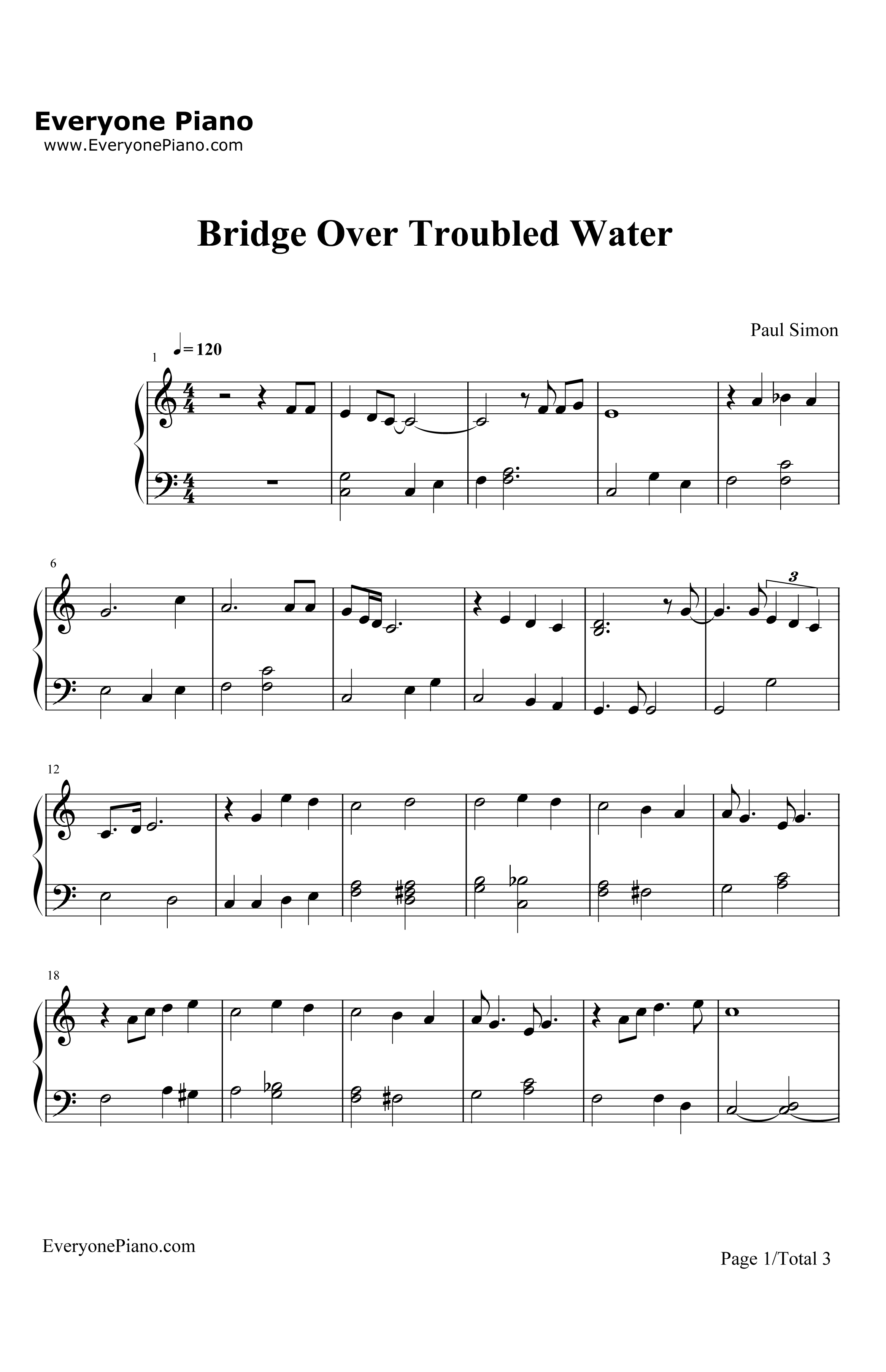 BridgeOverTroubledWater钢琴谱-Simon&Garfunkel-BridgeOverTroubledWater1