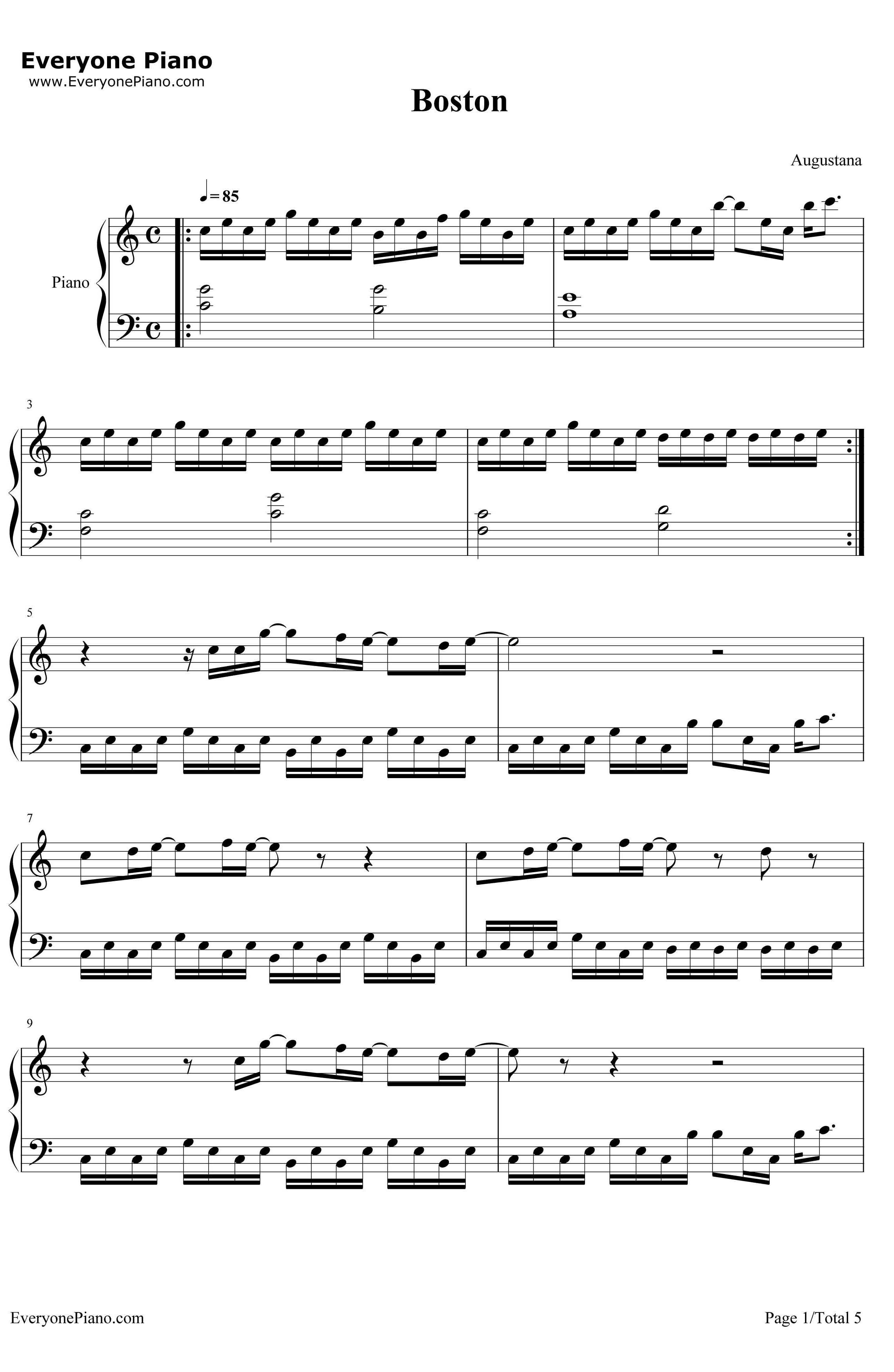 Boston钢琴谱-AUGUSTANA1