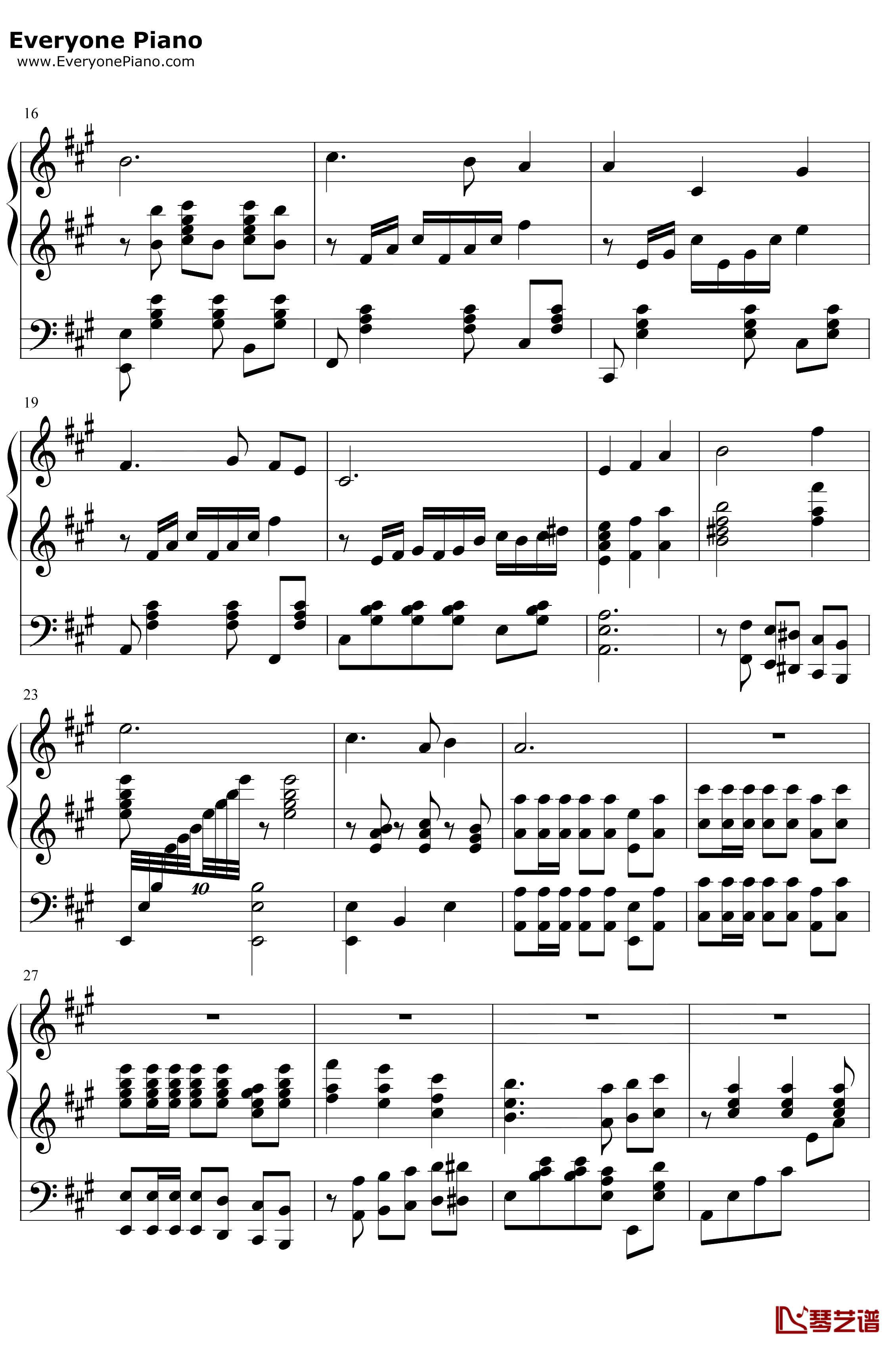 我爱祖国的蓝天钢琴谱-毛阿敏-中国机长主题曲2