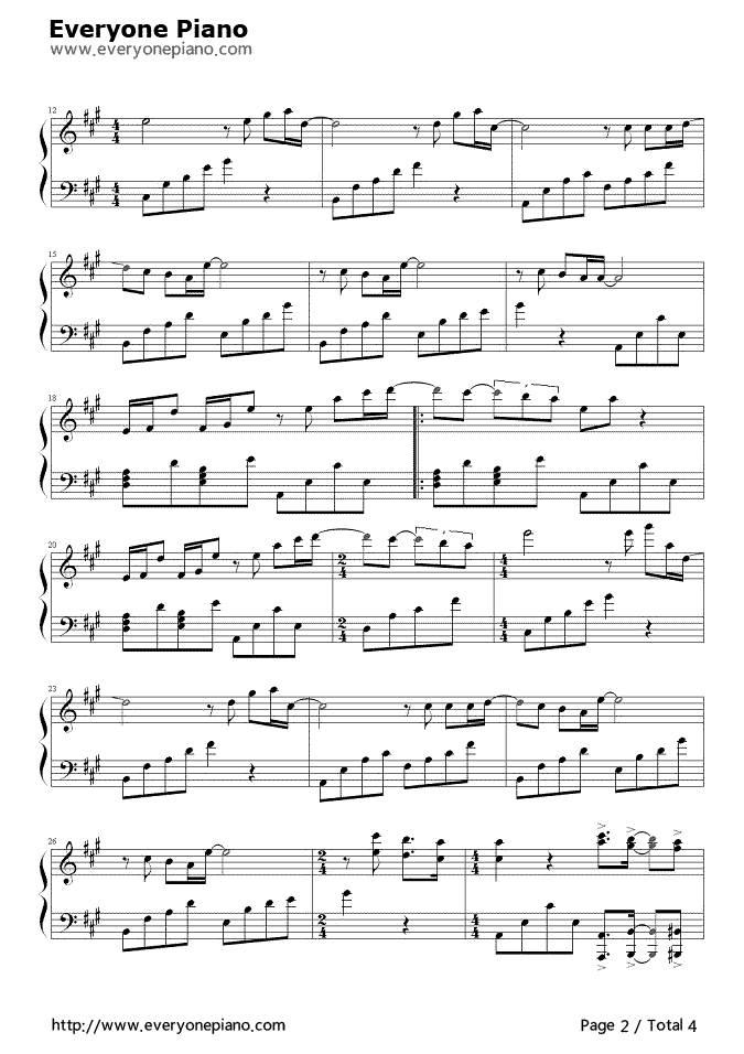 孤独钢琴谱-理查德·克莱德曼  Richard Clayderman2