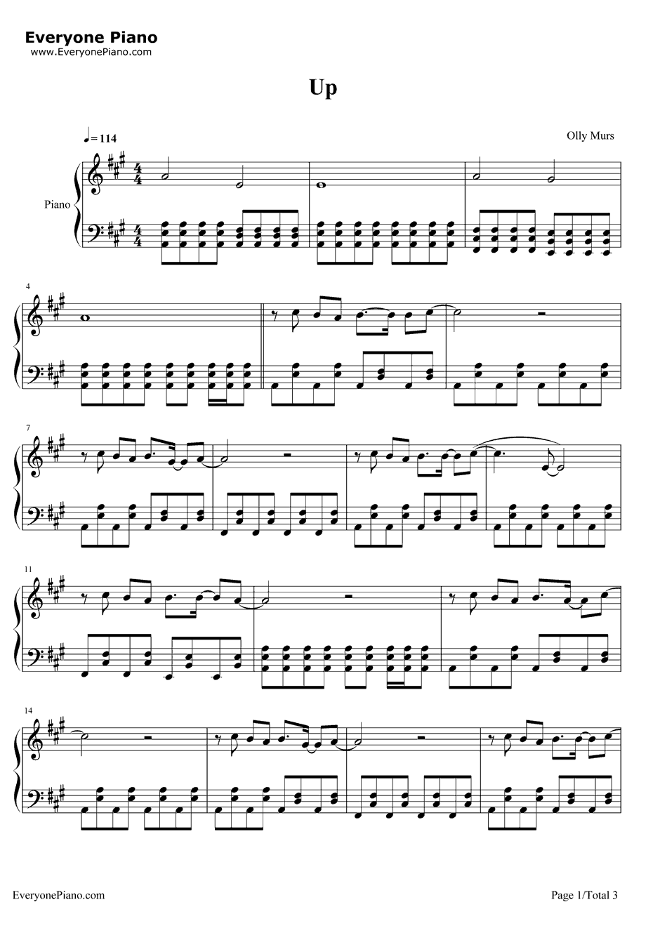 Up钢琴谱-OllyMurs1