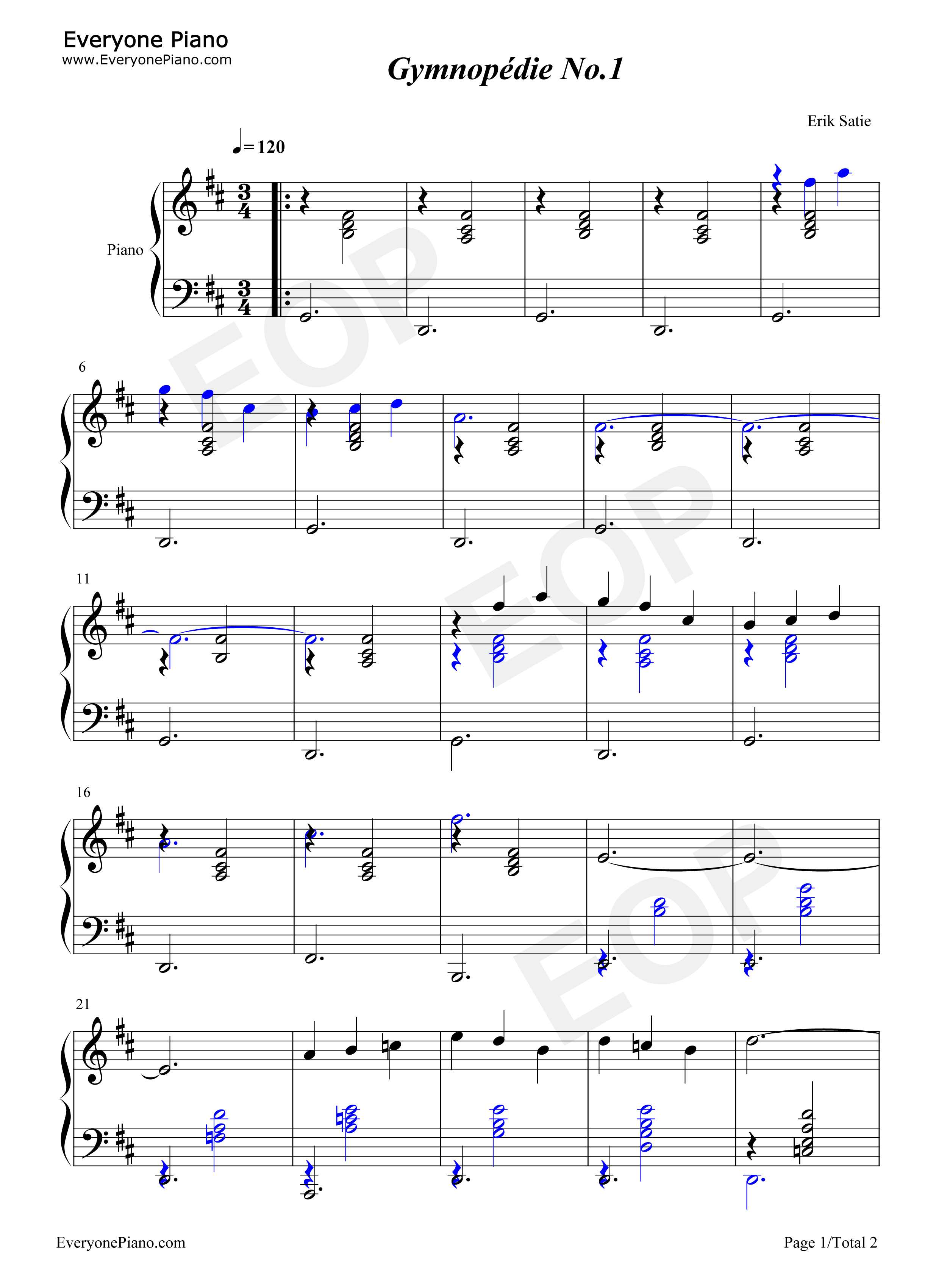 Gymnopédie No.1钢琴谱-Erik Satie1
