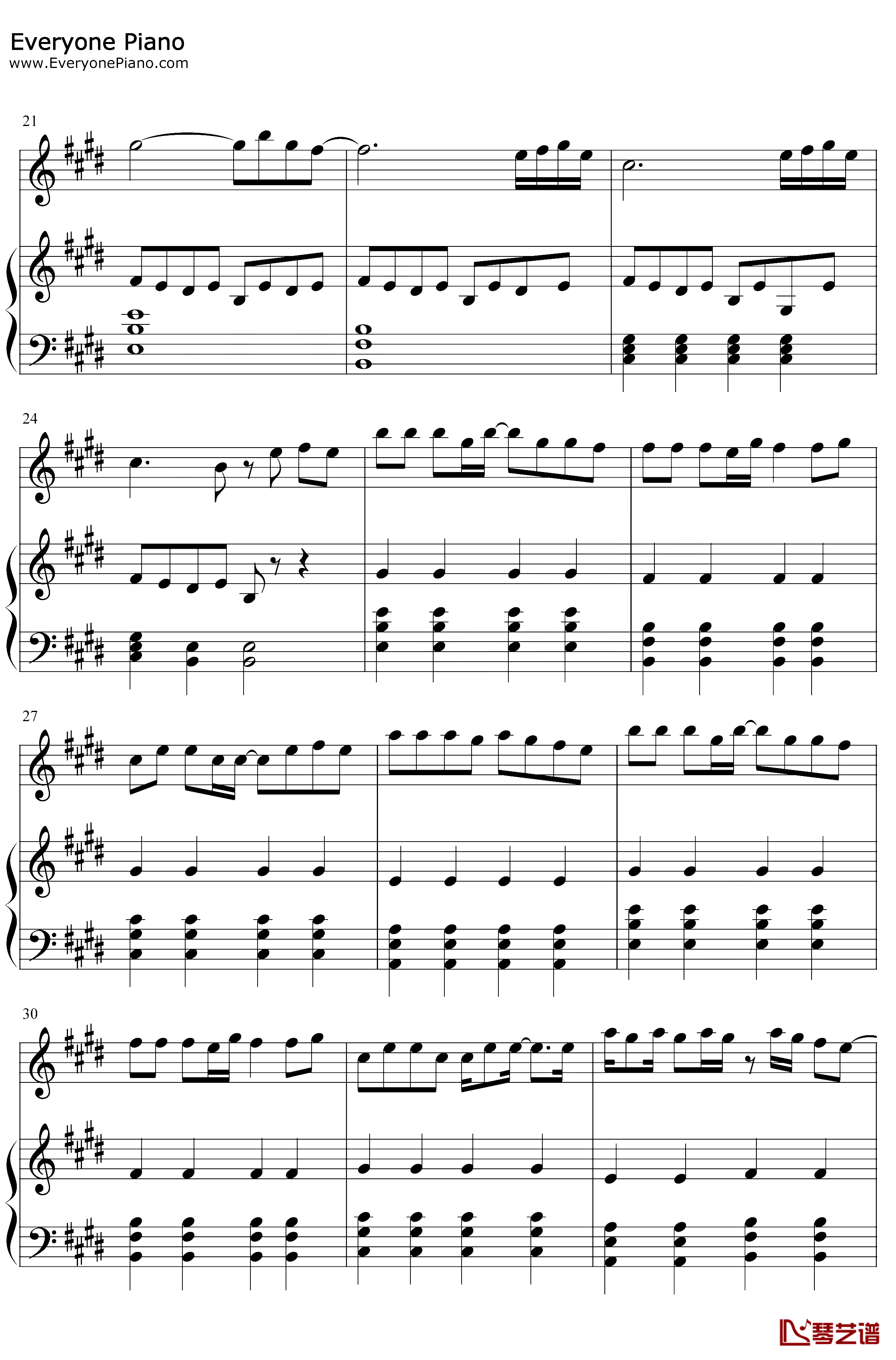 少年钢琴谱-梦然-弹唱版3