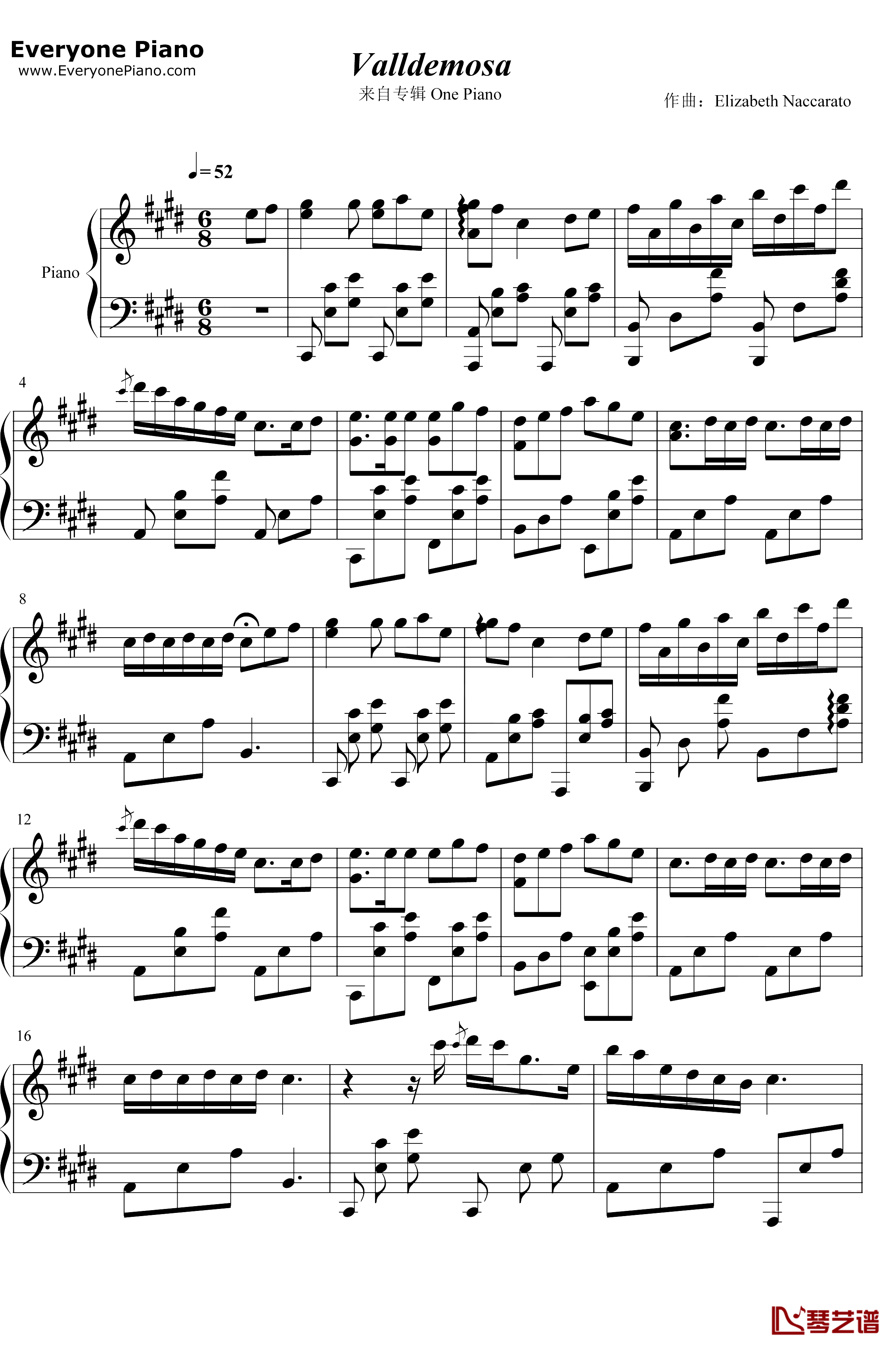 Valldemosa钢琴谱 ElizabethNaccarato1