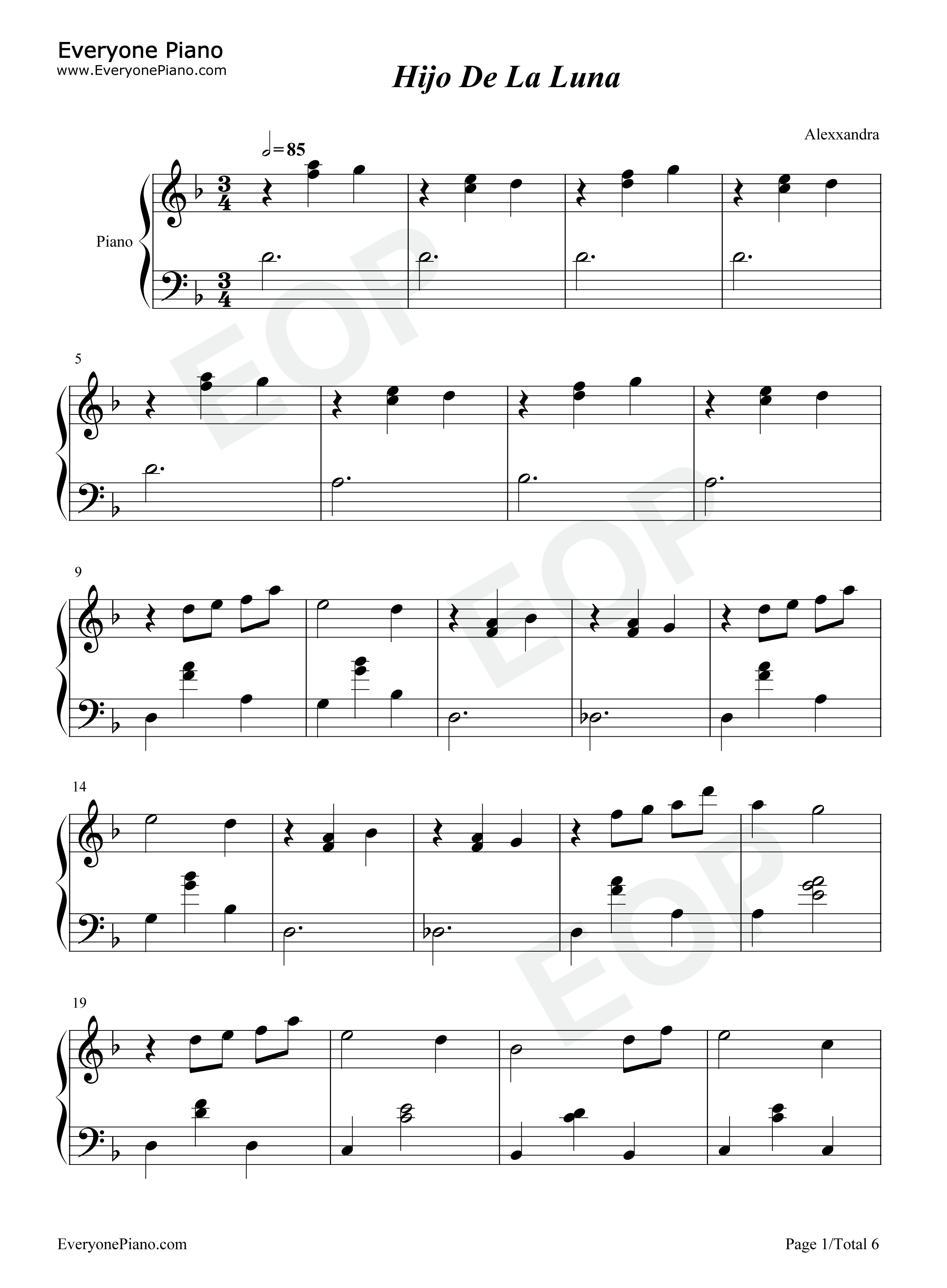Hijo De La Luna钢琴谱-Mecano1
