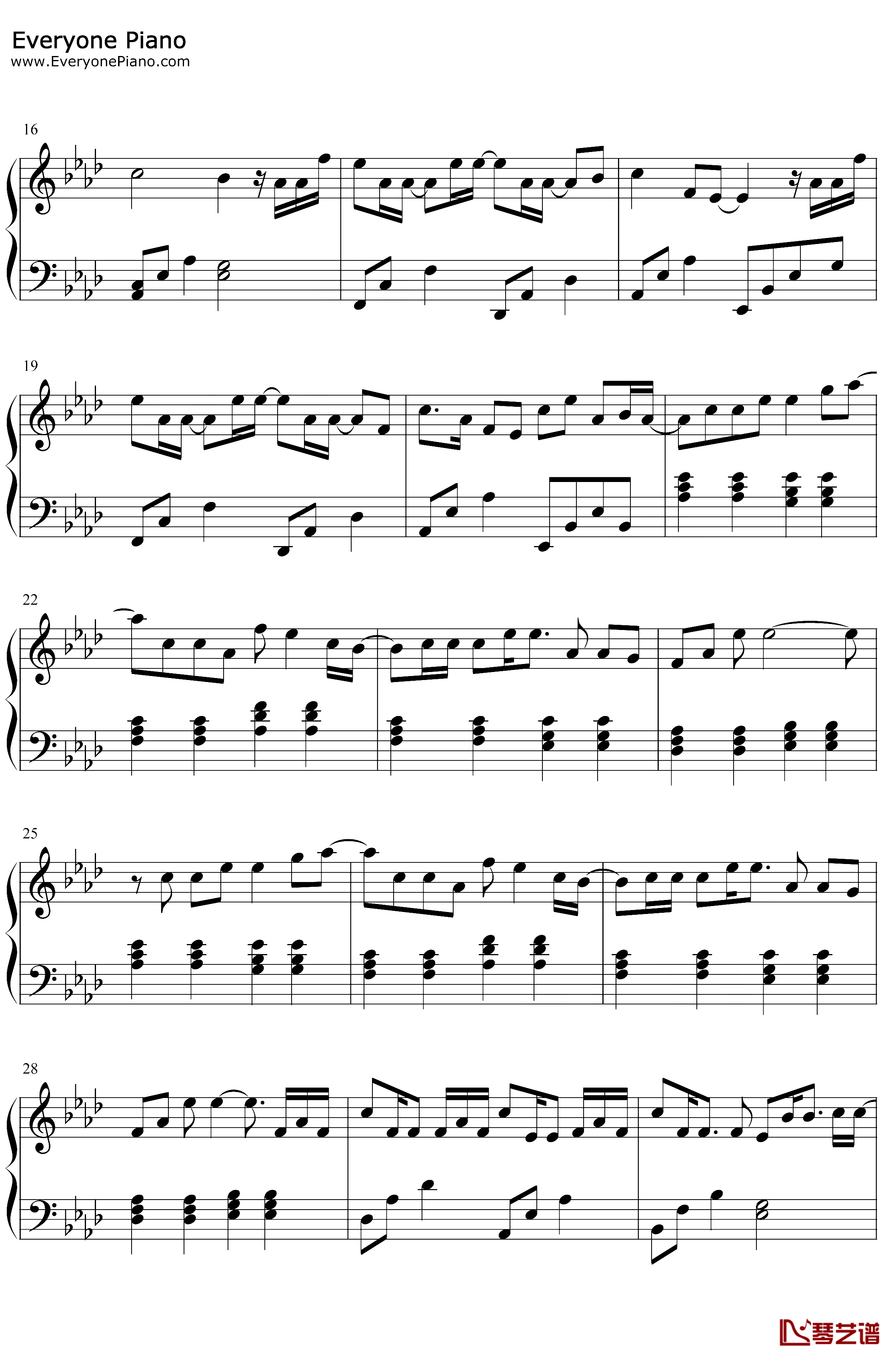 花背后的温柔钢琴谱-官鸿-完美还原版-流星花园插曲2