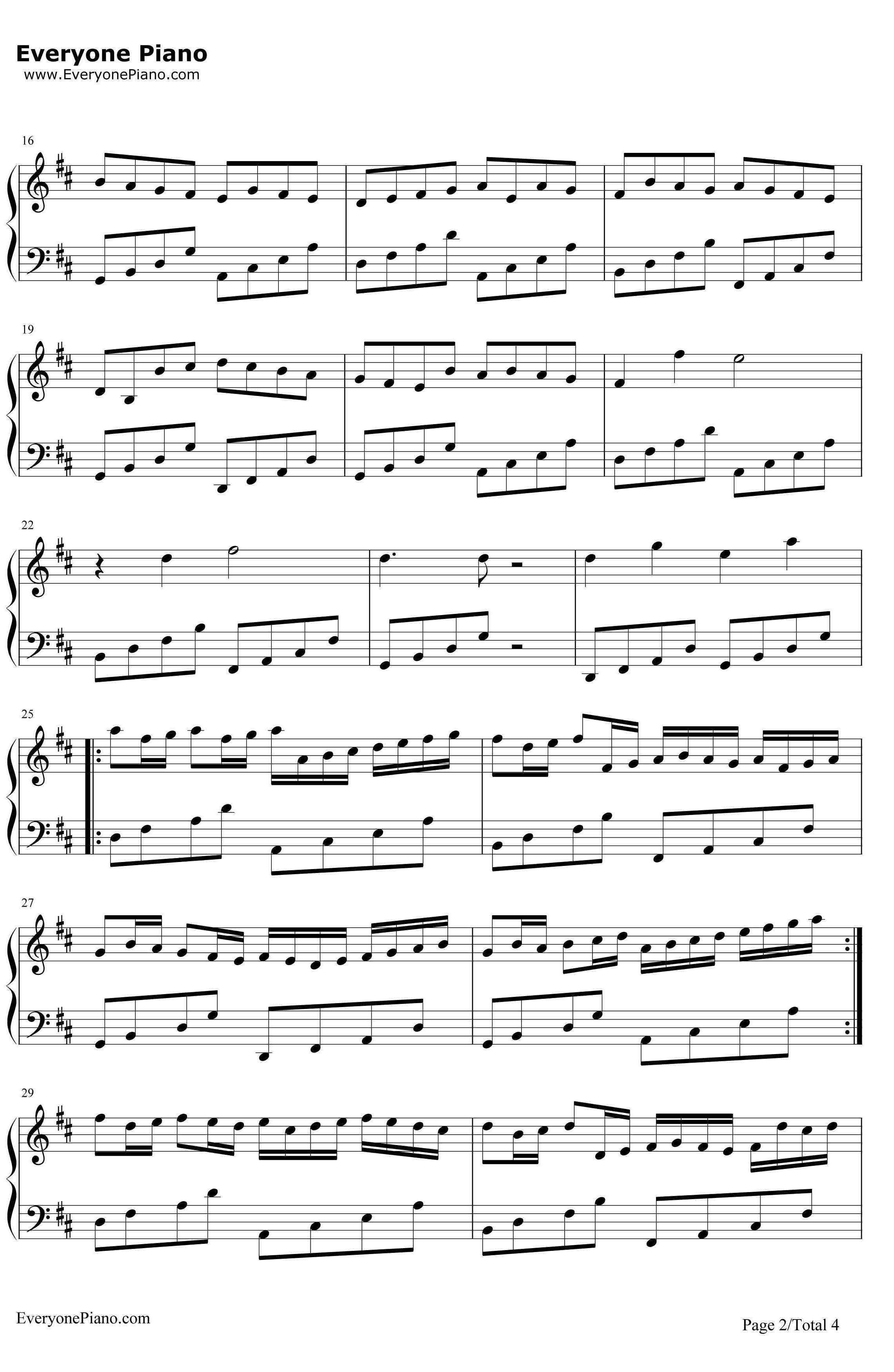 卡农简单好听版钢琴谱-帕海贝尔2