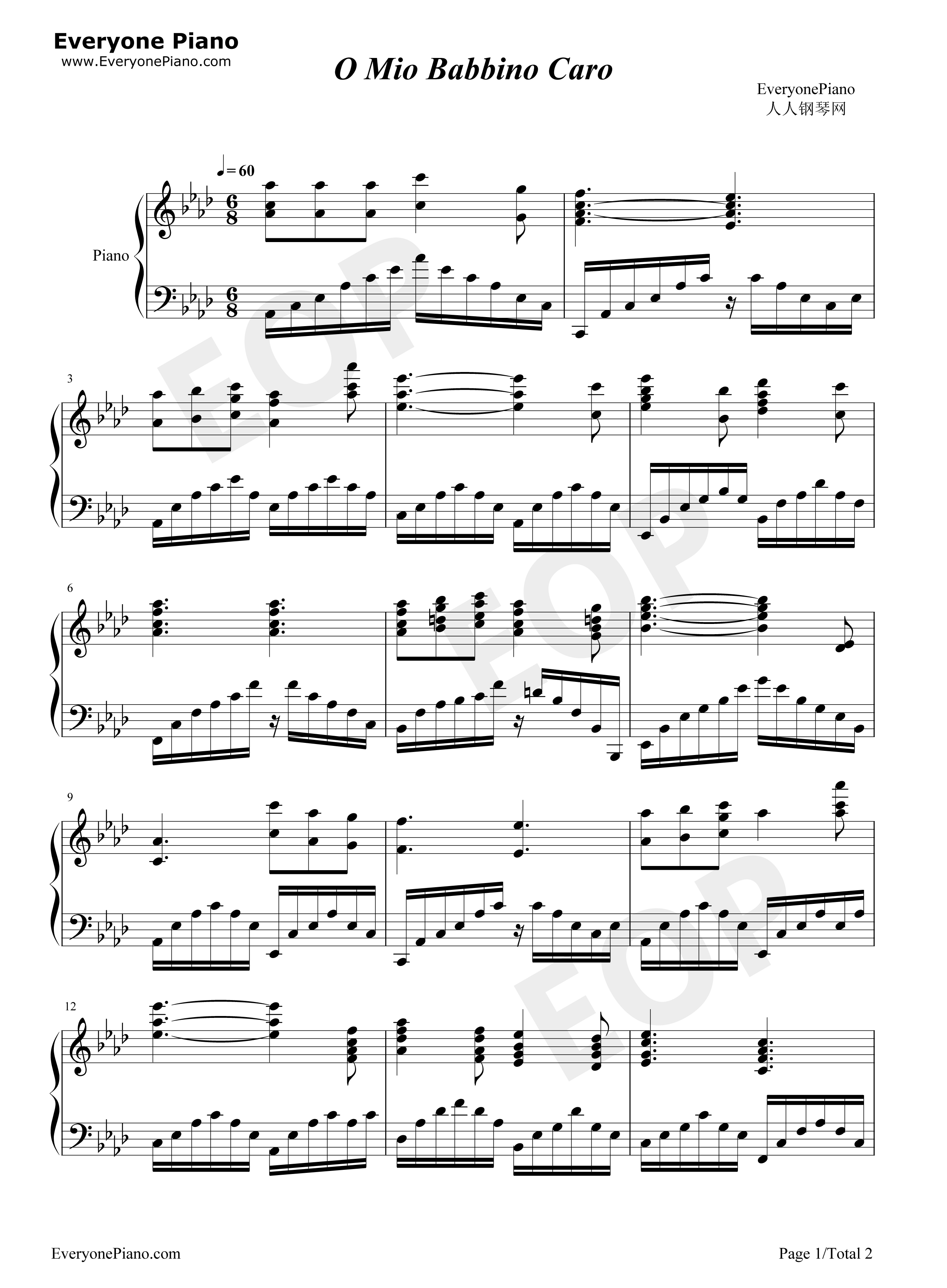 O Mio Babbino Caro钢琴谱-Giacomo Puccini1