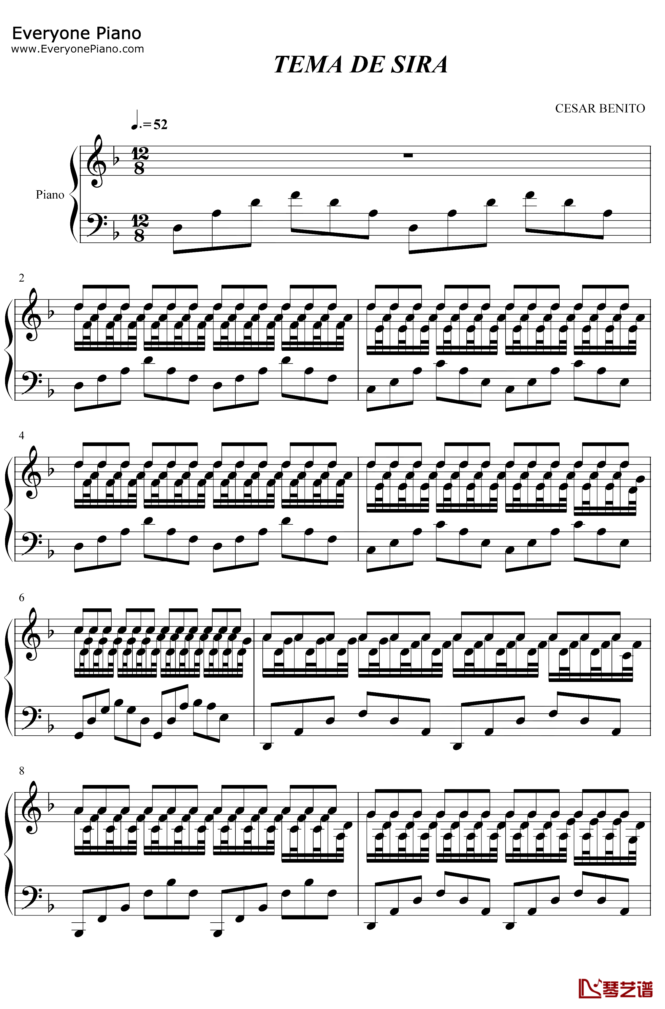 Tema de Sira钢琴谱-CesarBenito-CesarBenito-时间的针脚1