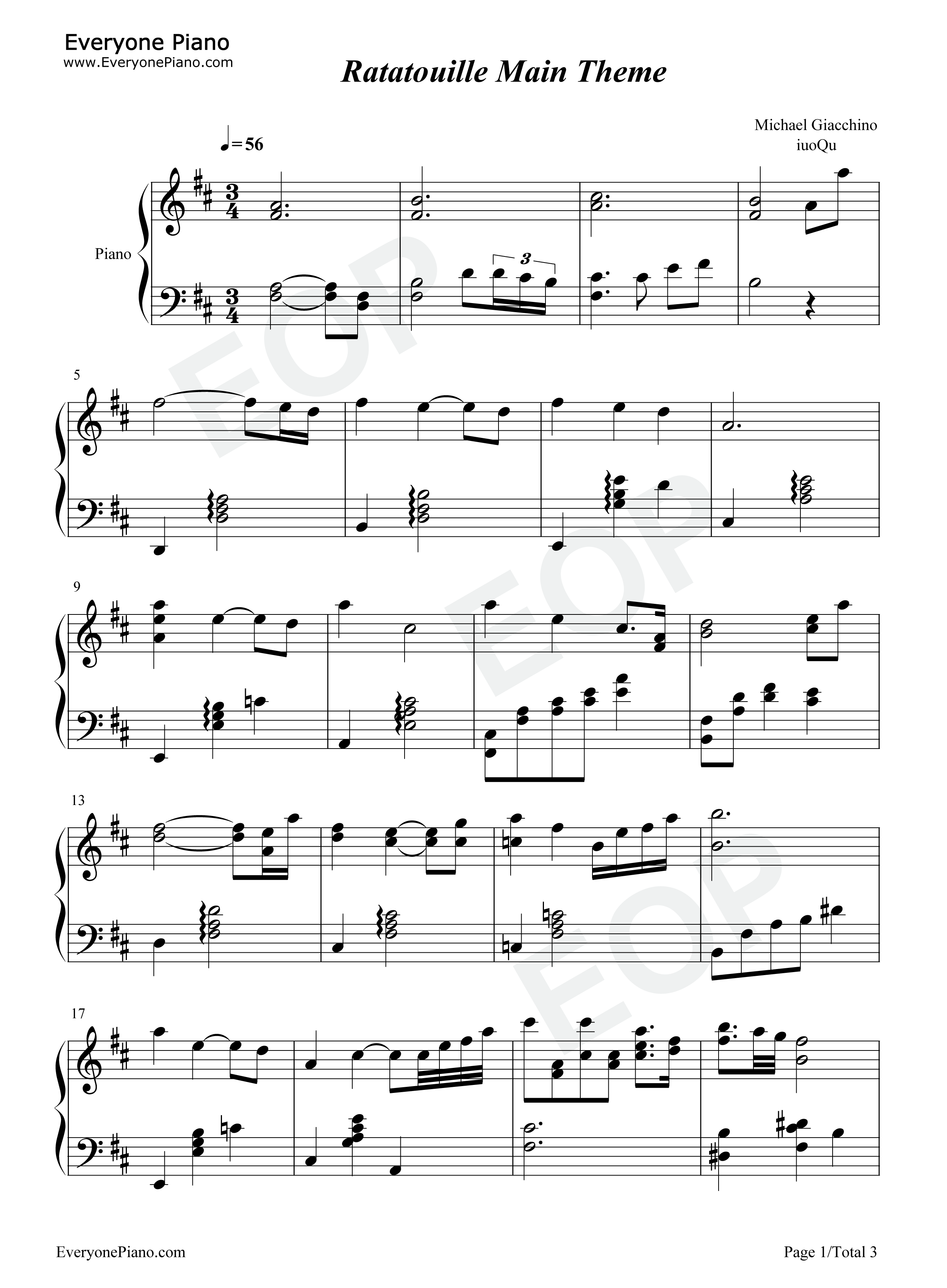 Ratatouille Main Theme钢琴谱-Michael Giacchino1
