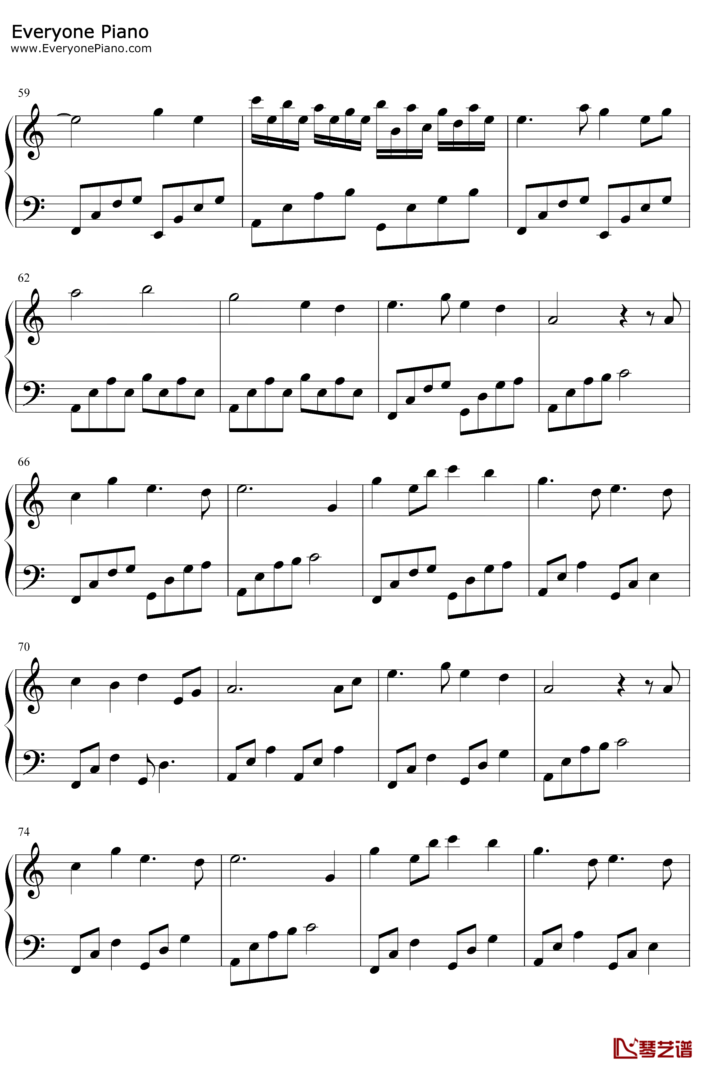 江上清风游钢琴谱-变奏的梦想-C调简单版-宁静悠远的轻音乐4