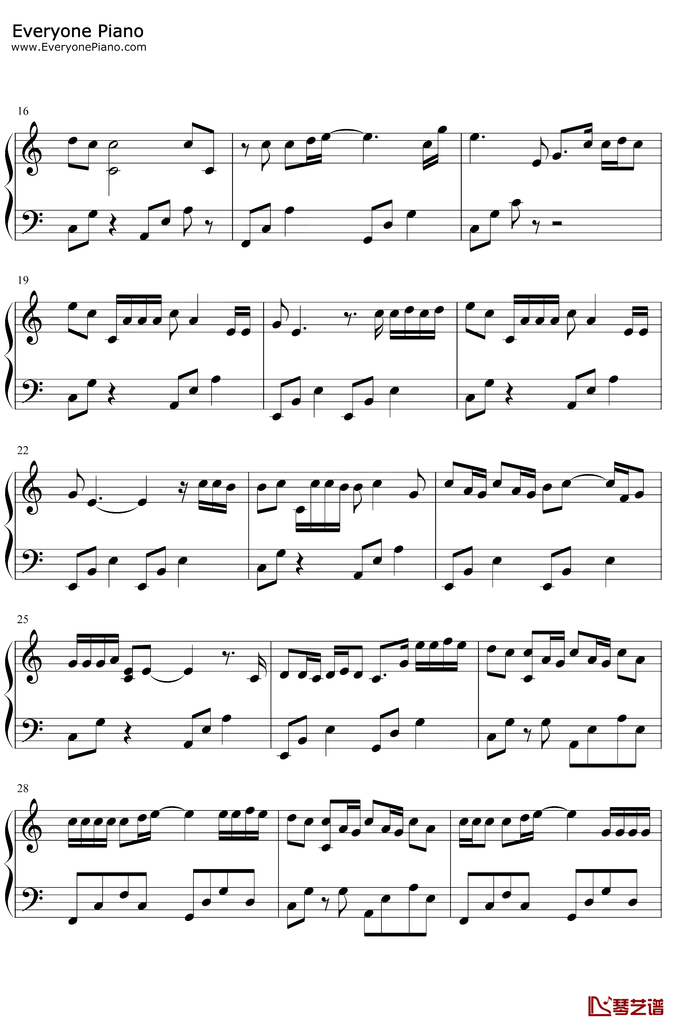 LondonBoy钢琴谱-TaylorSwift-C调简单版2