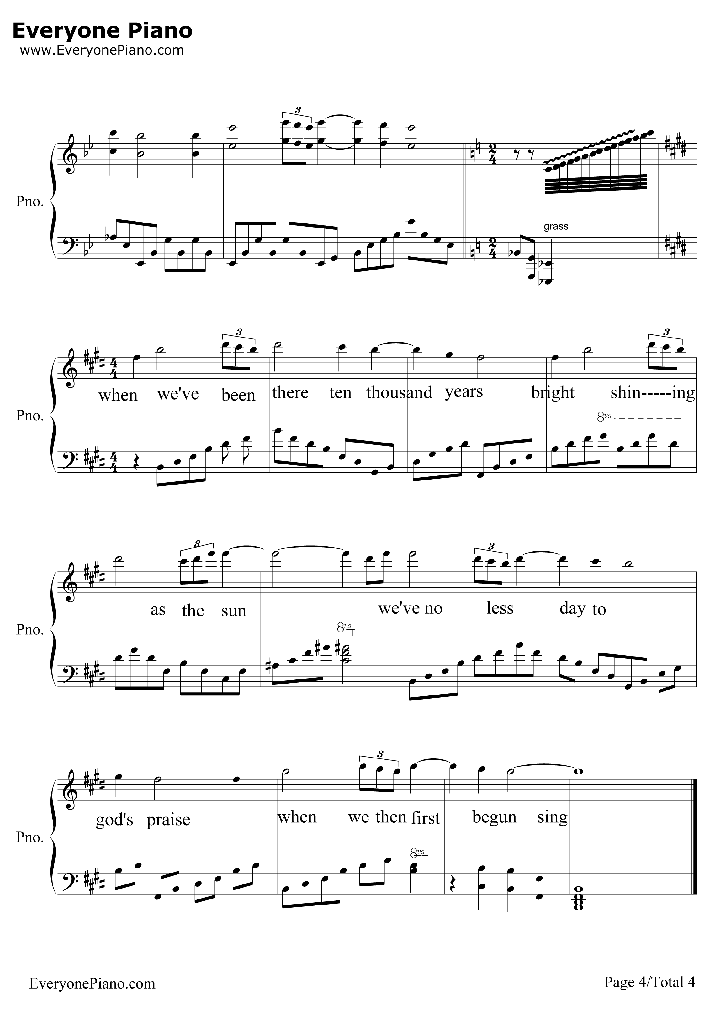 Amazing Grace钢琴谱-约翰·牛顿-奇异恩典4