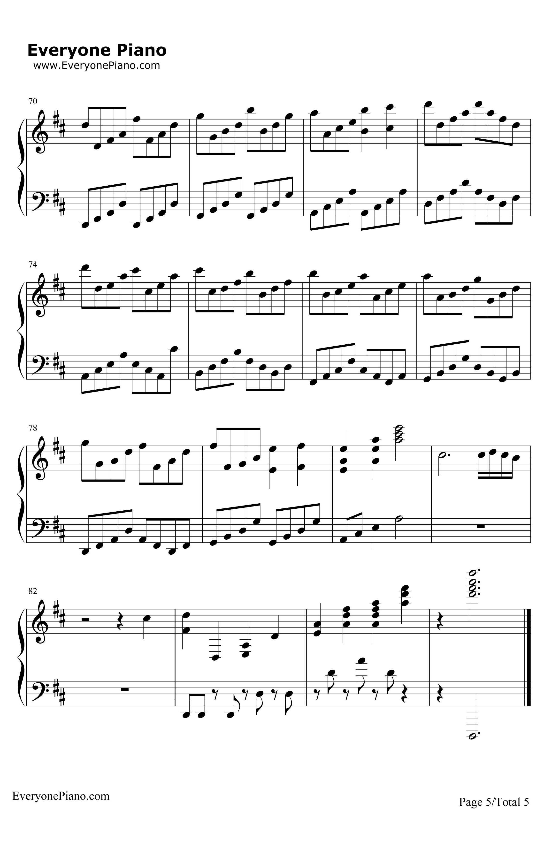 D大调卡农钢琴谱-帕赫贝尔5