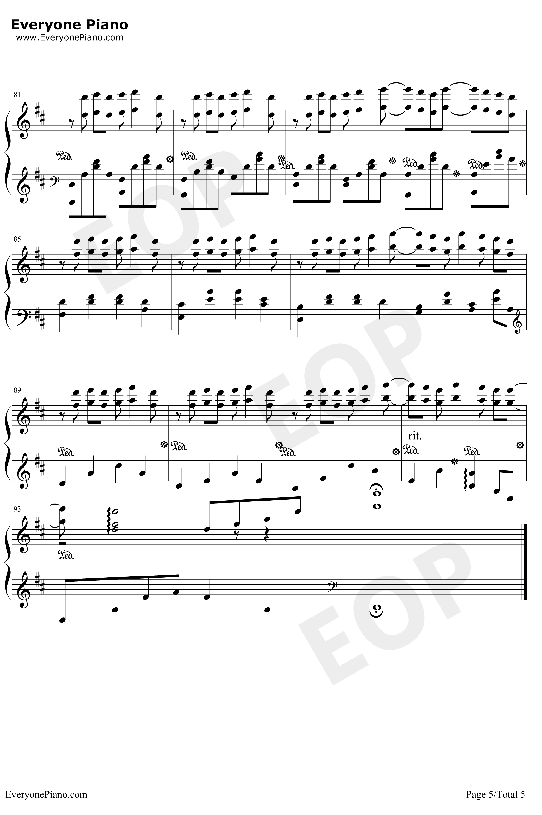 燕窝钢琴谱-苏打绿5