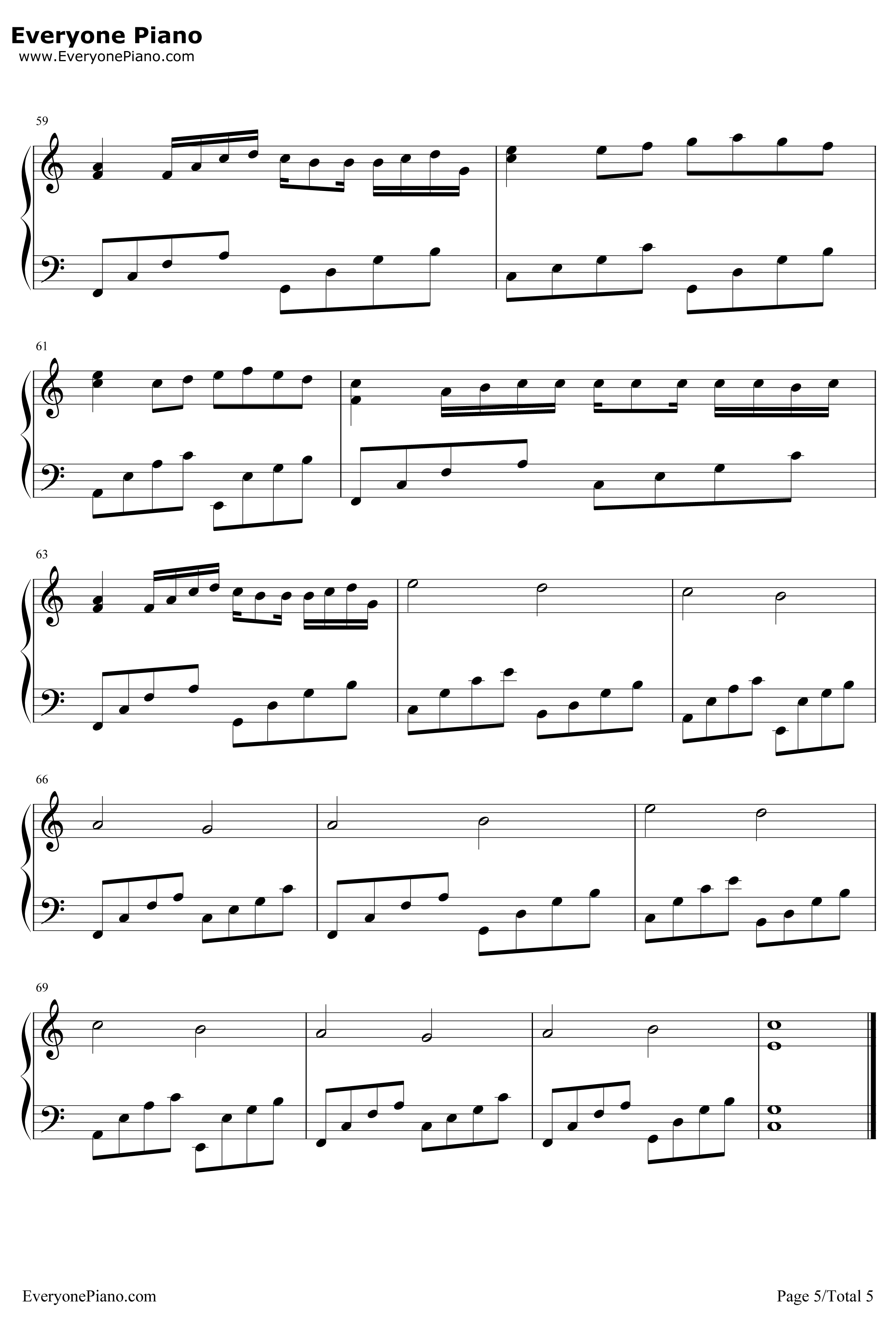 卡农钢琴谱-帕海贝尔-Canon5