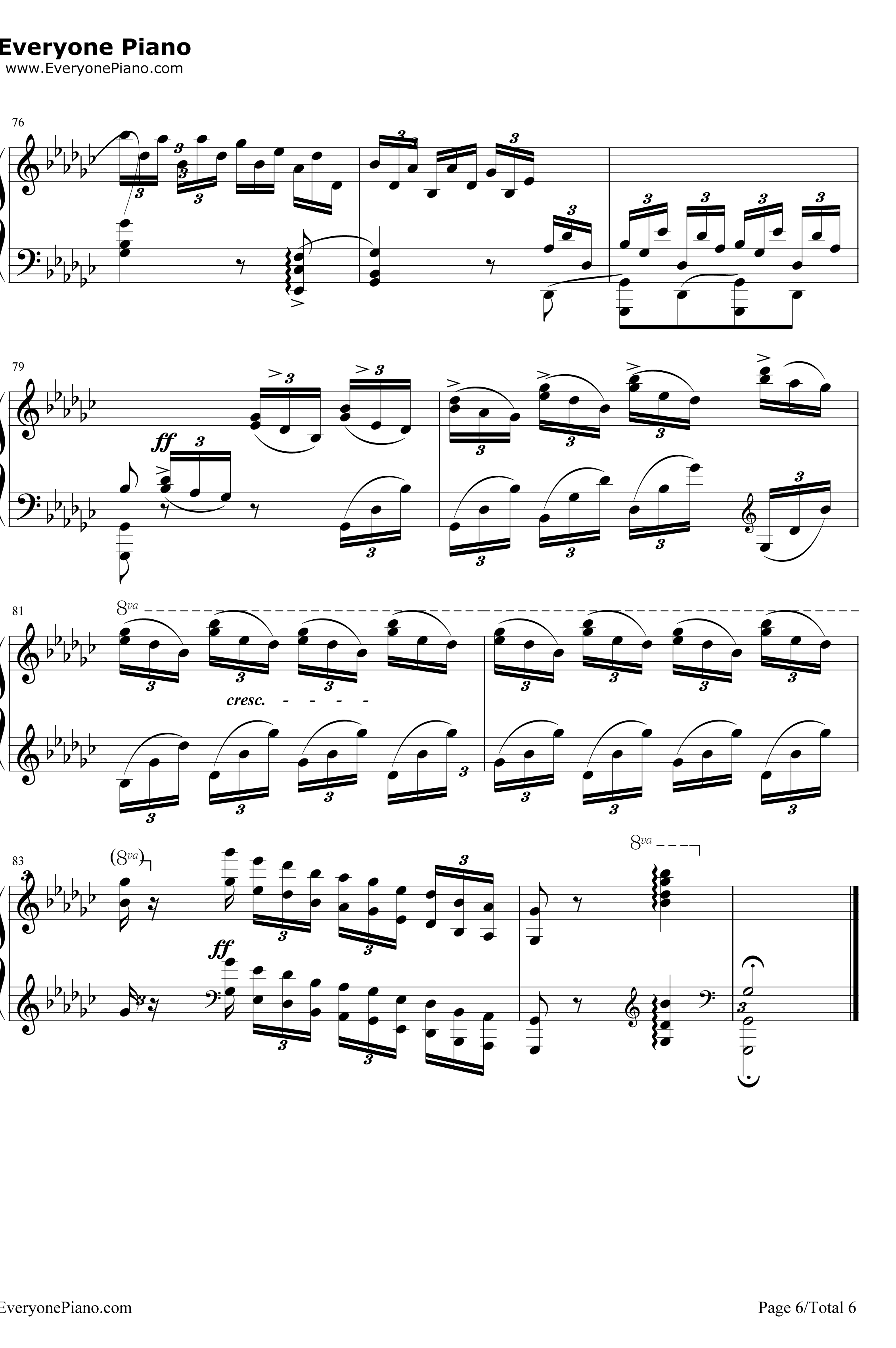 黑键练习曲钢琴谱-肖邦-肖邦练习曲OP10NO56