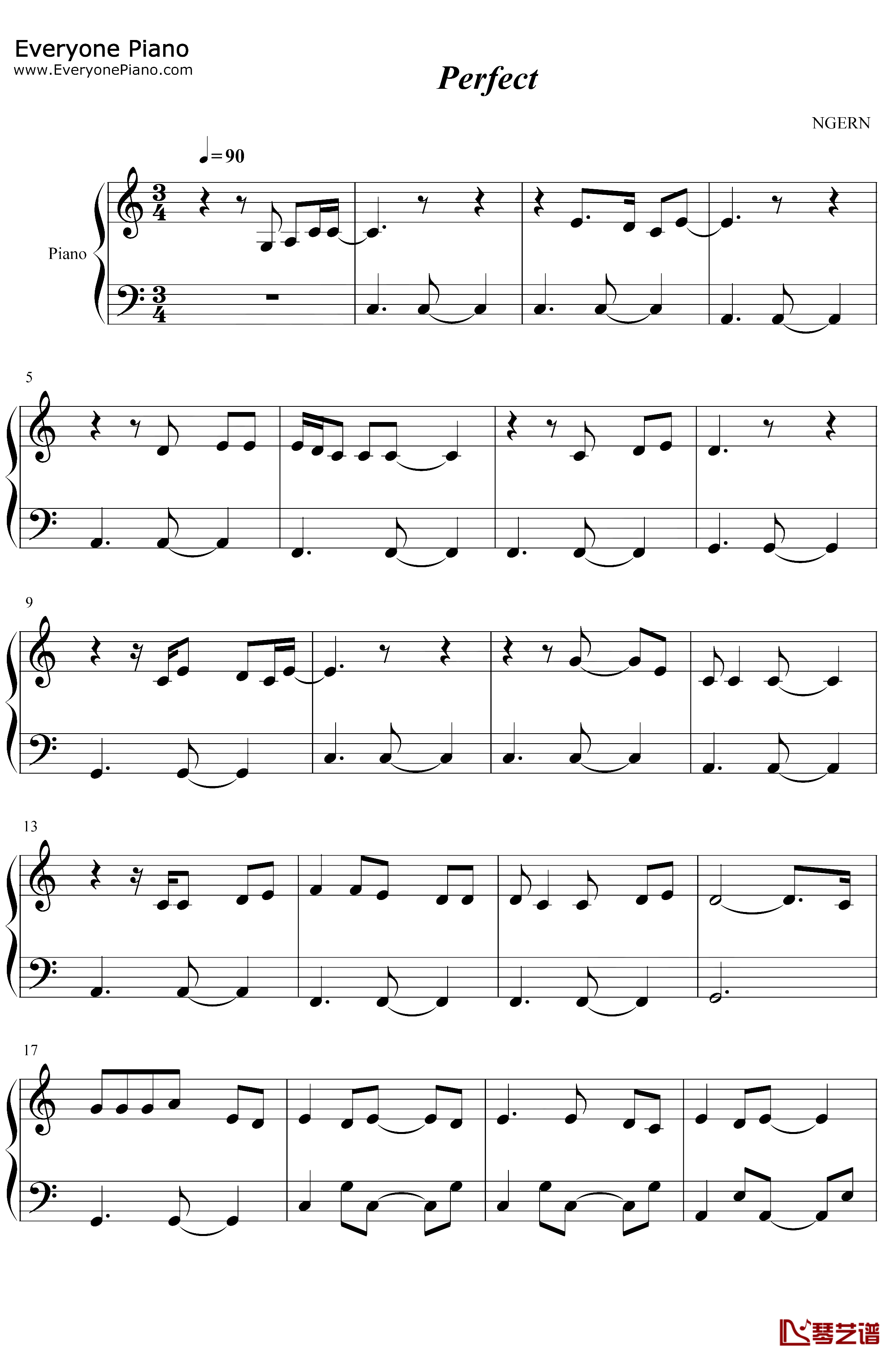 Perfect钢琴谱-EdSheeran-C调简单版1