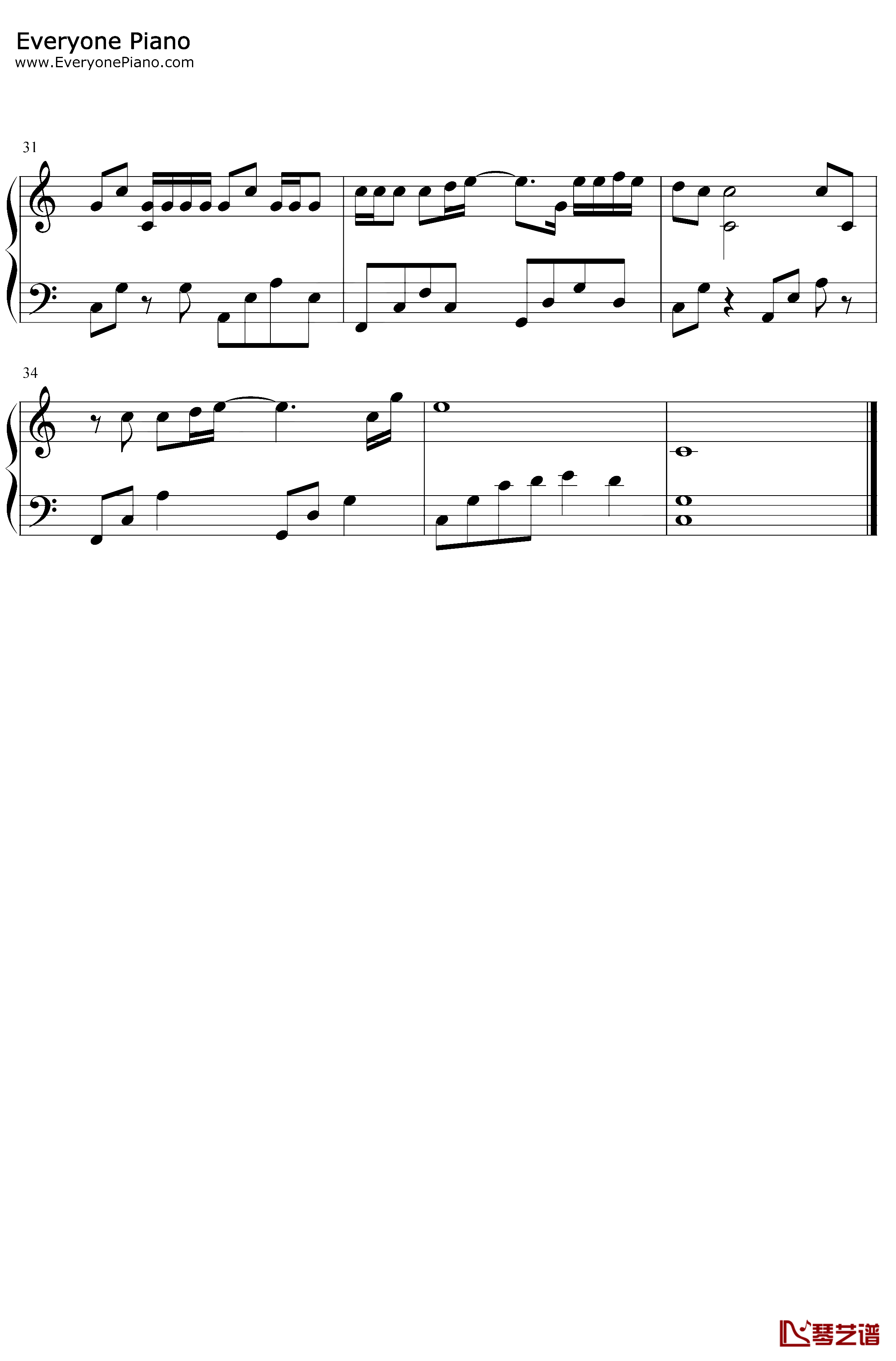 LondonBoy钢琴谱-TaylorSwift-C调简单版3