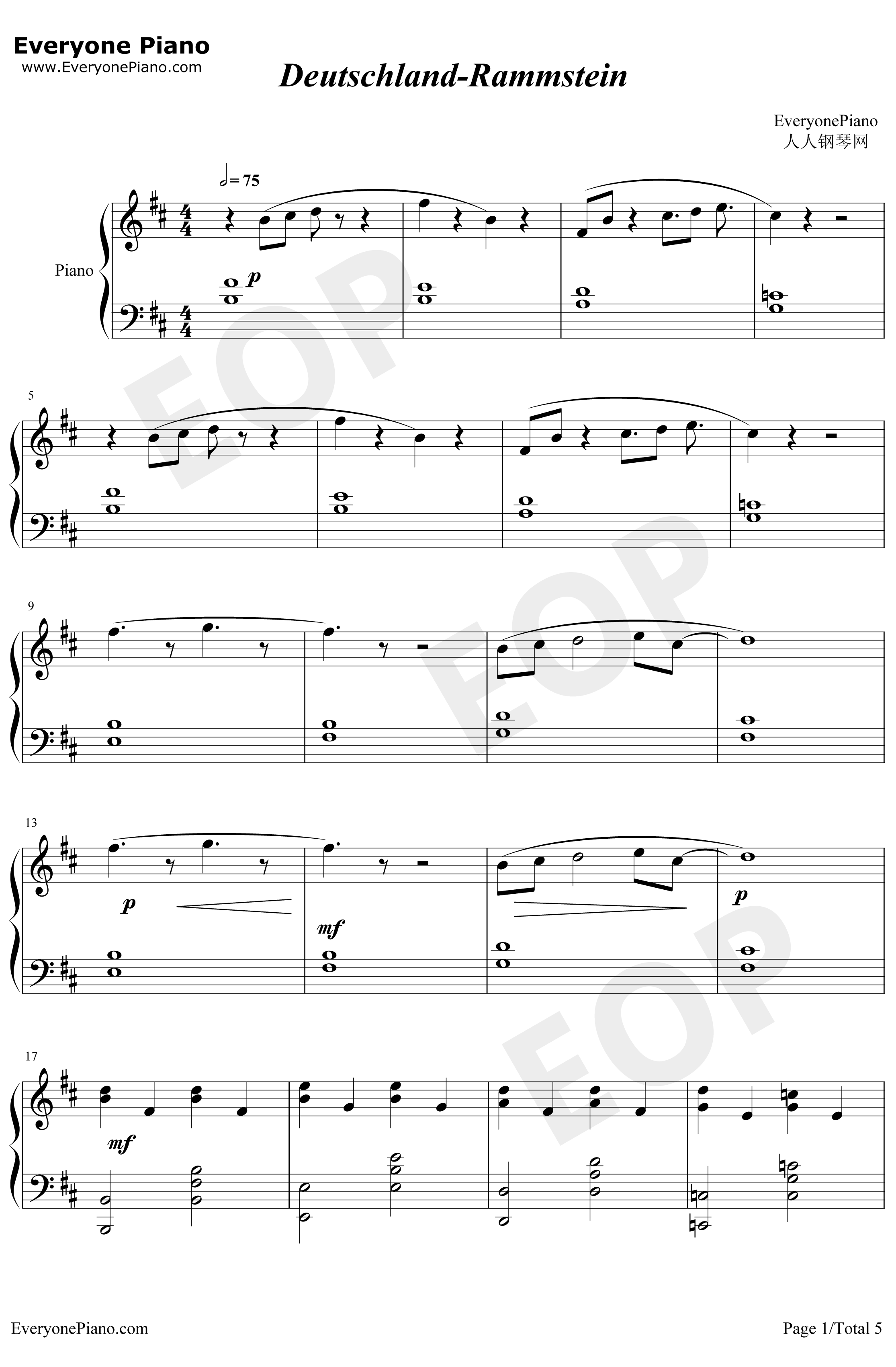Deutschland钢琴谱-Rammstein1