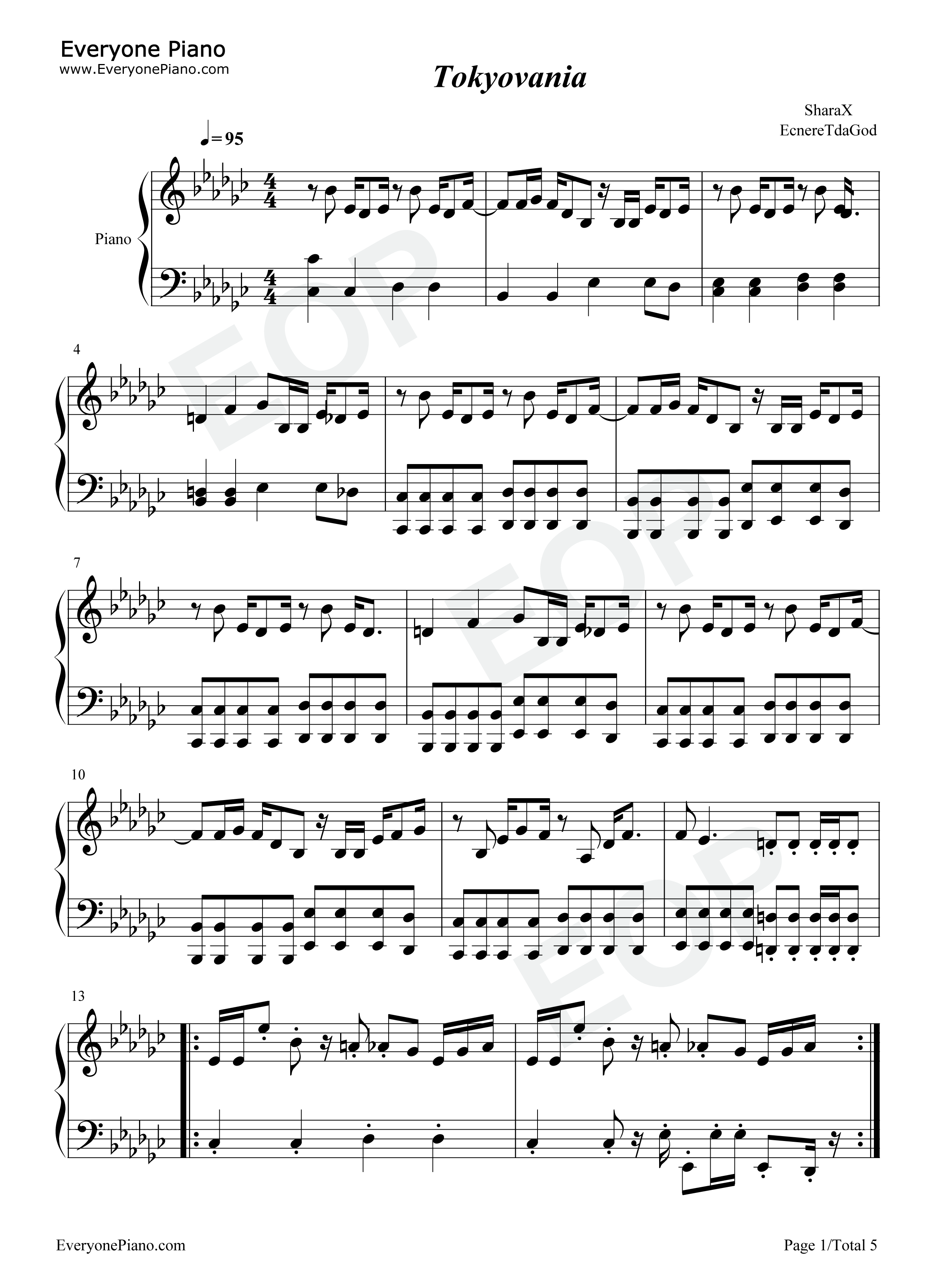 Tokyovania钢琴谱-SharaX Sans Papyrus1