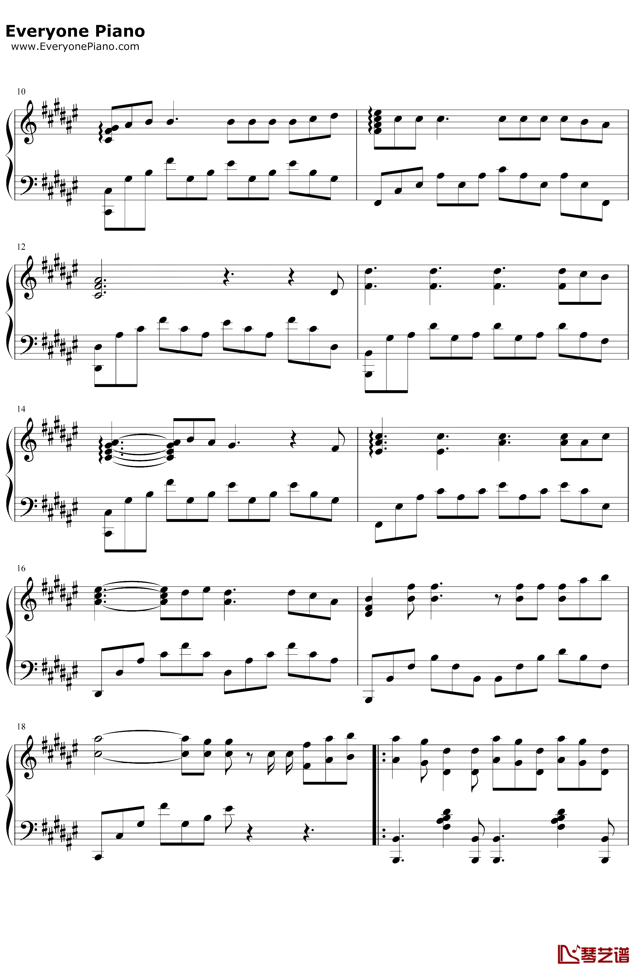 WonderfulU钢琴谱 AGA 完美独奏版2