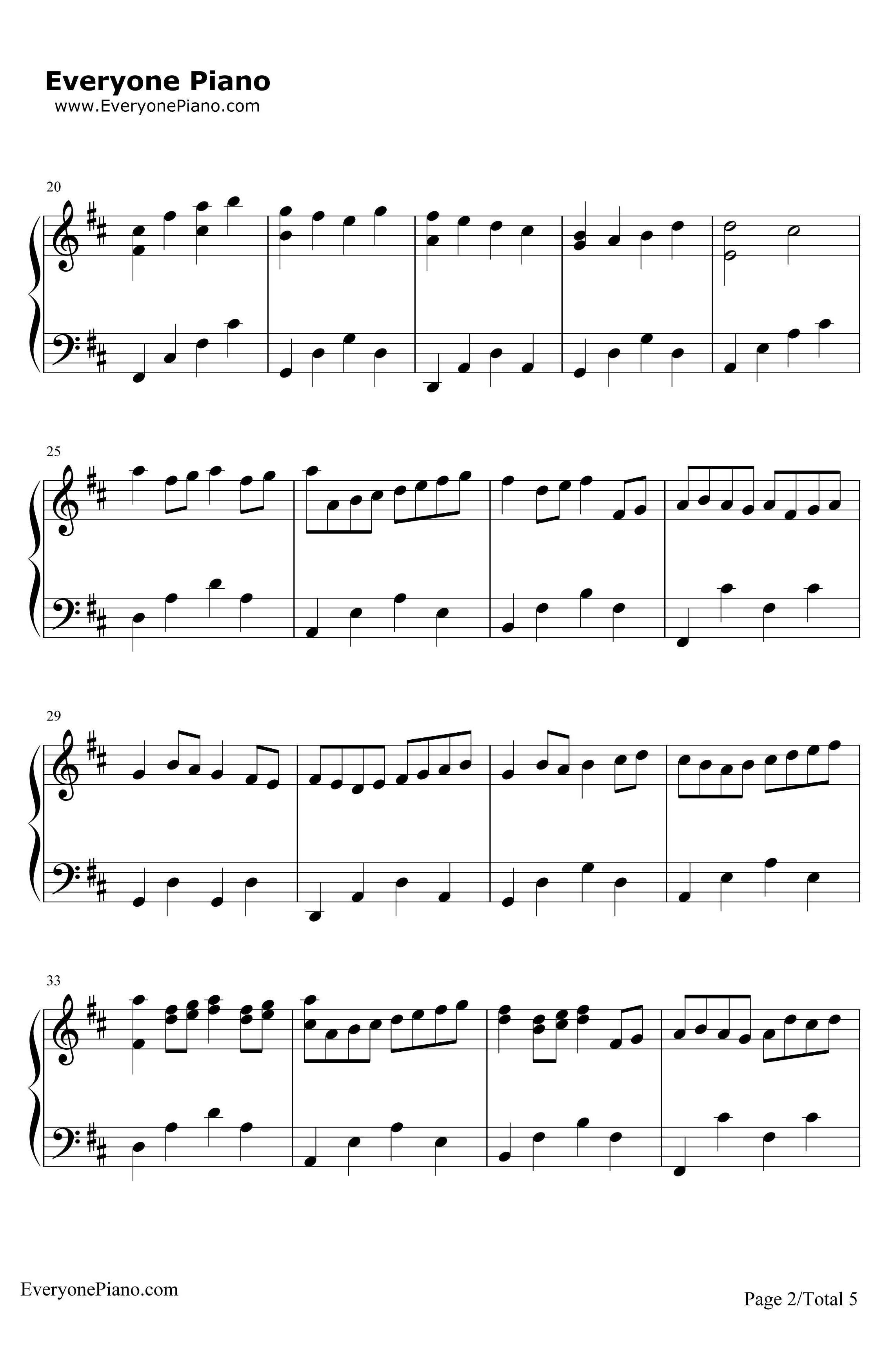 D大调卡农钢琴谱-帕赫贝尔2