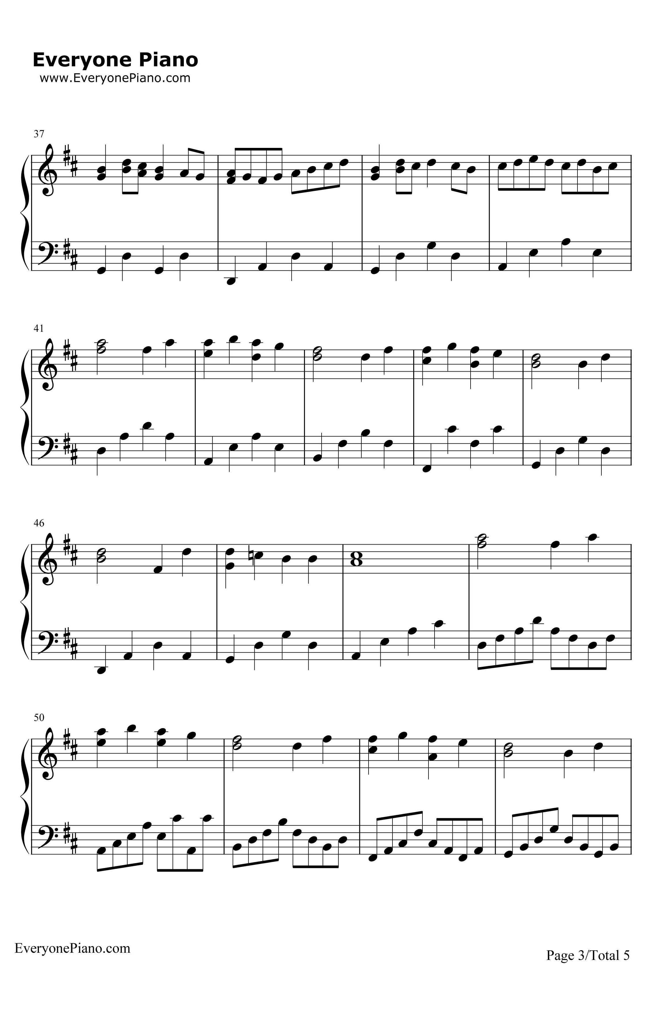 D大调卡农钢琴谱-帕赫贝尔3