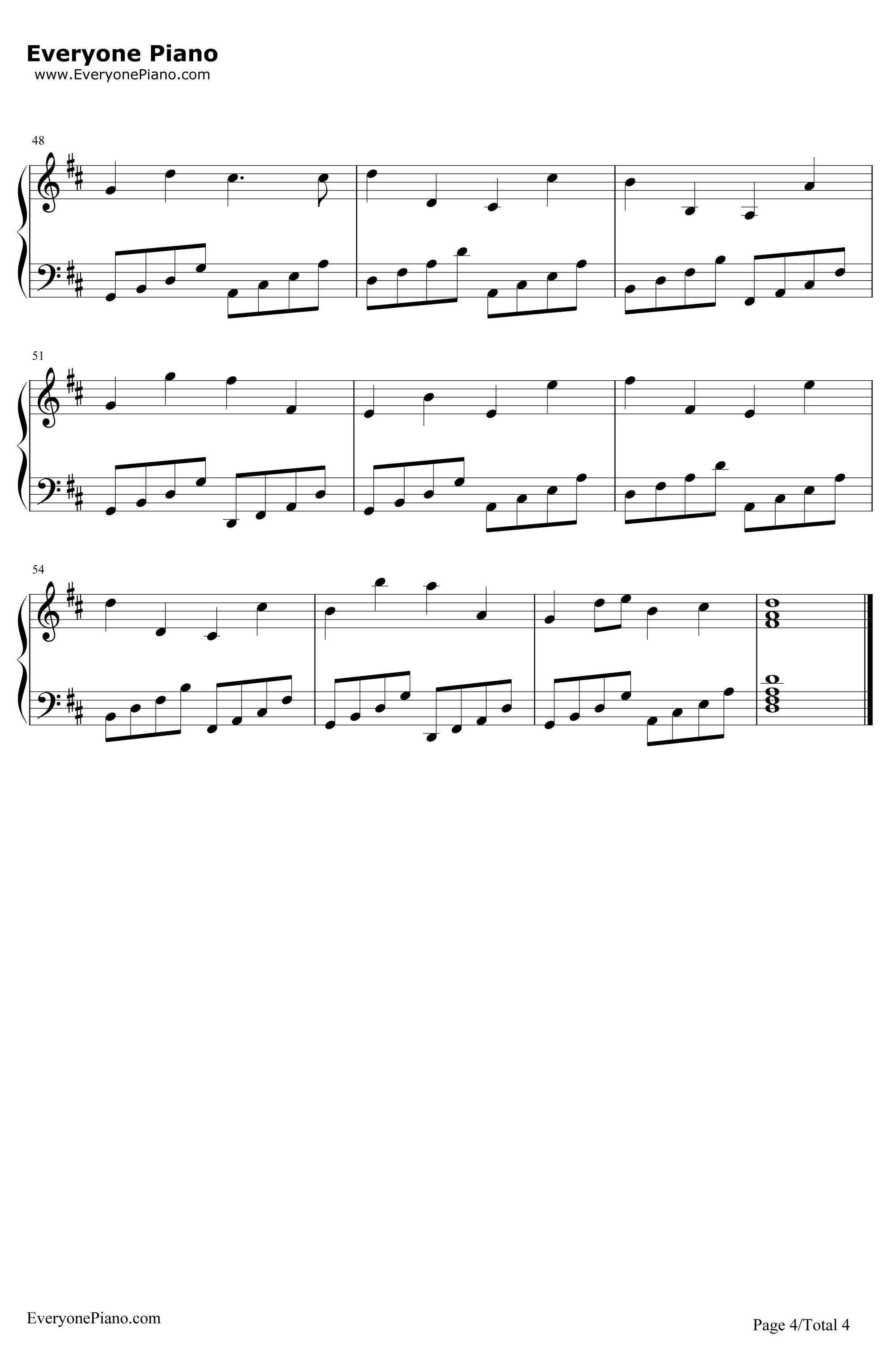 卡农简单好听版钢琴谱-帕海贝尔4