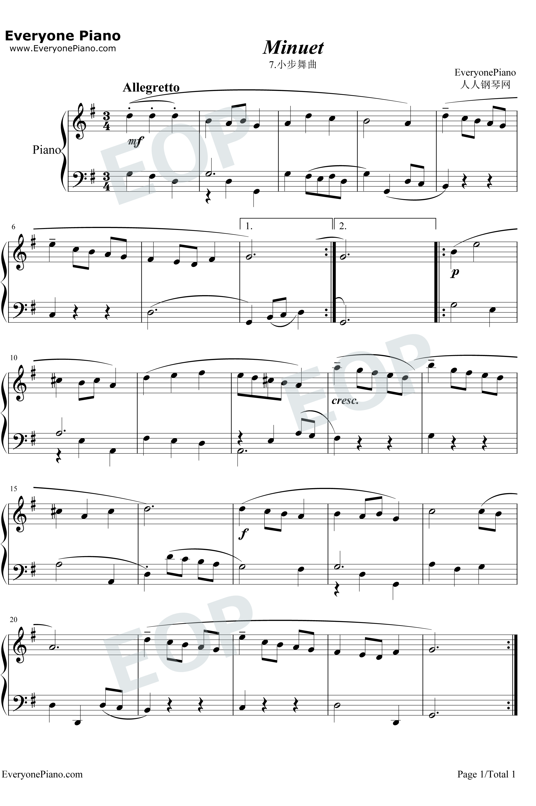 小步舞曲7钢琴谱-巴赫-巴赫1