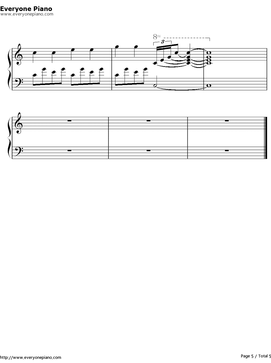 暖暖钢琴谱-梁静茹-简单版5
