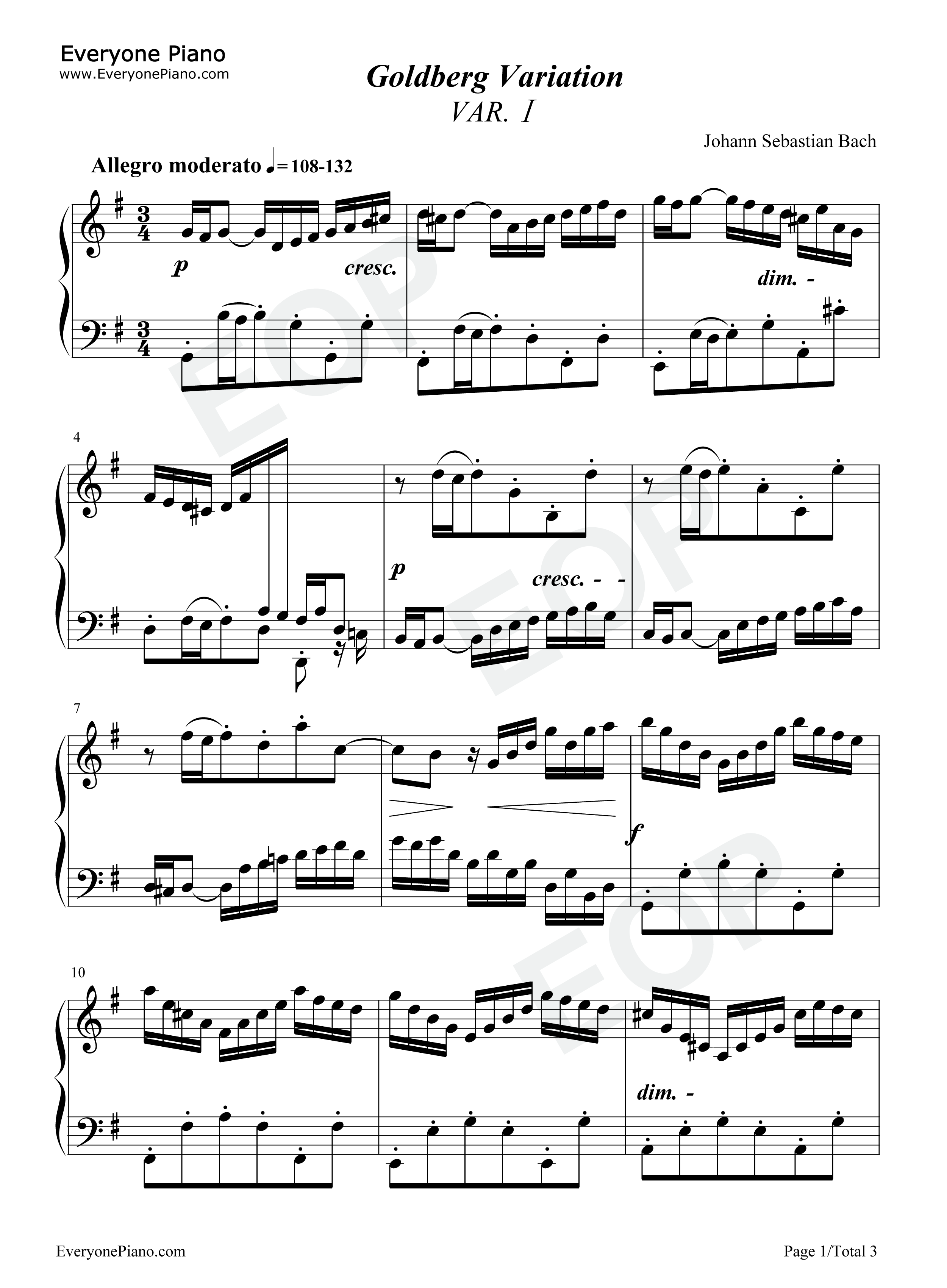 Goldberg Variations钢琴谱-Johann Sebastian Bach   约翰·塞巴斯蒂安·巴赫1