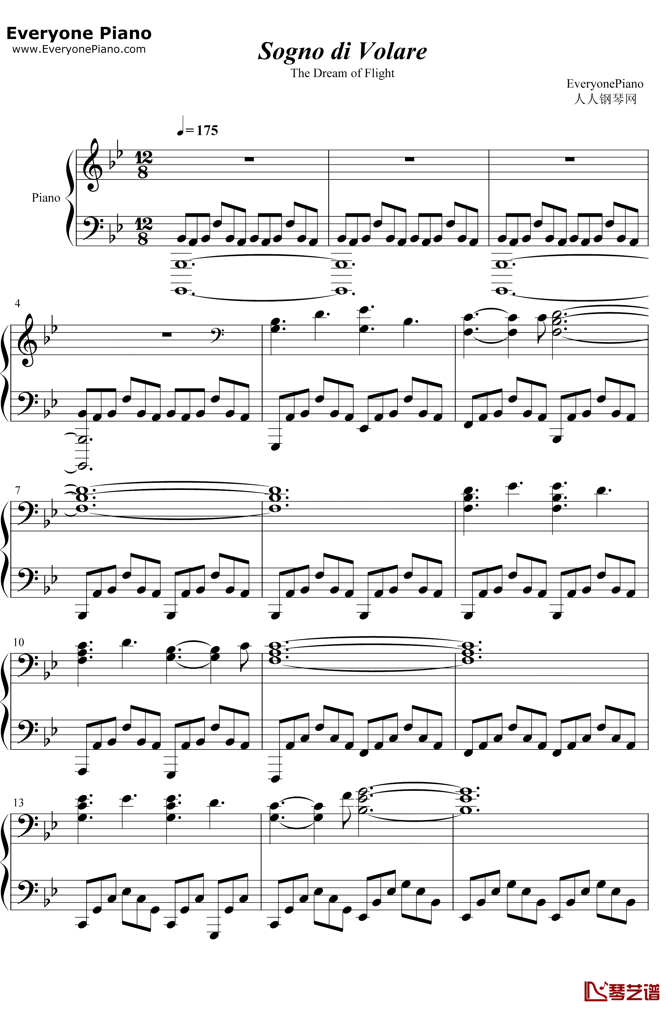 Sogno di Volare钢琴谱-ChristopherTin-文明6主题曲1