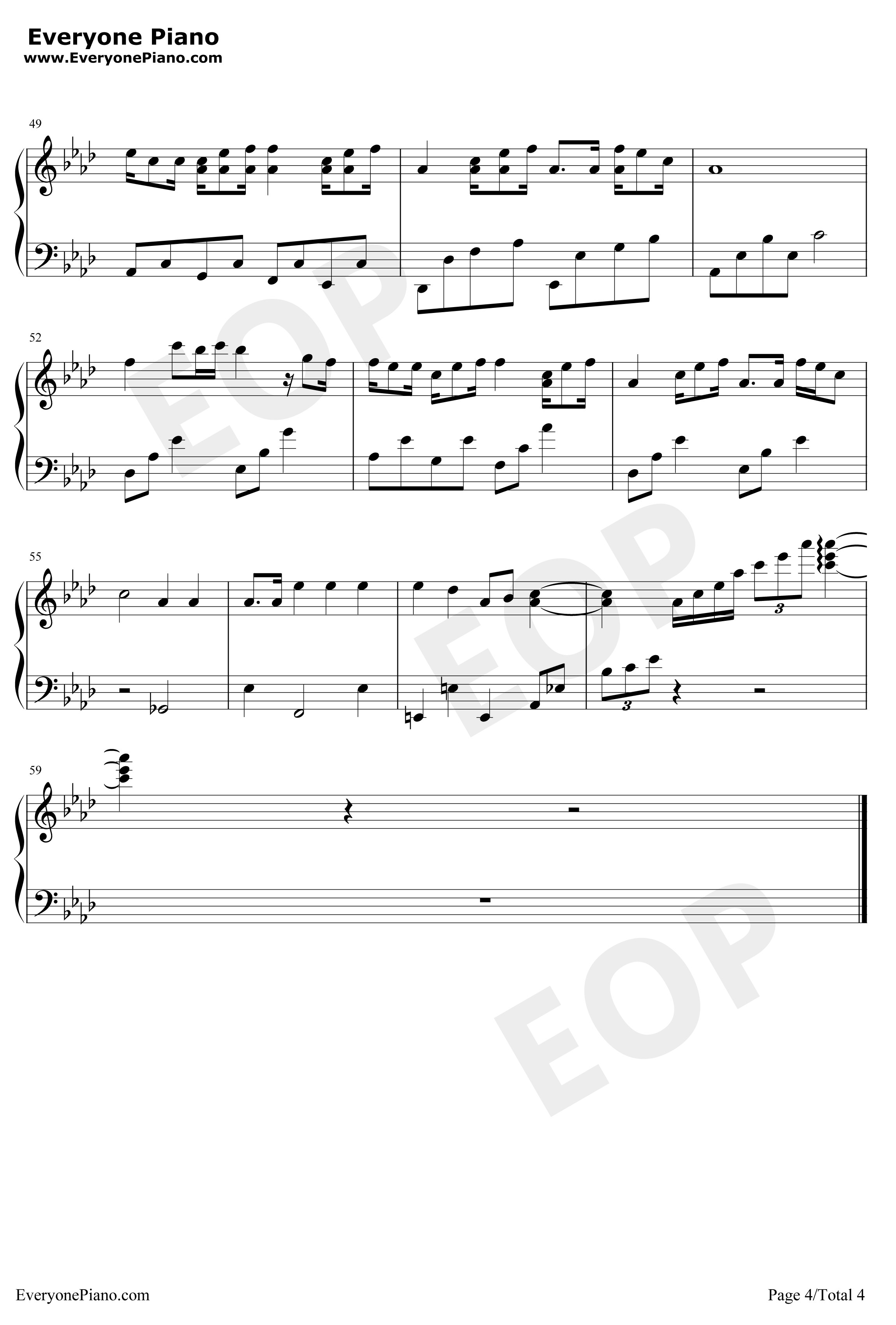 我的歌声里钢琴谱-曲婉婷-唯美简单版4