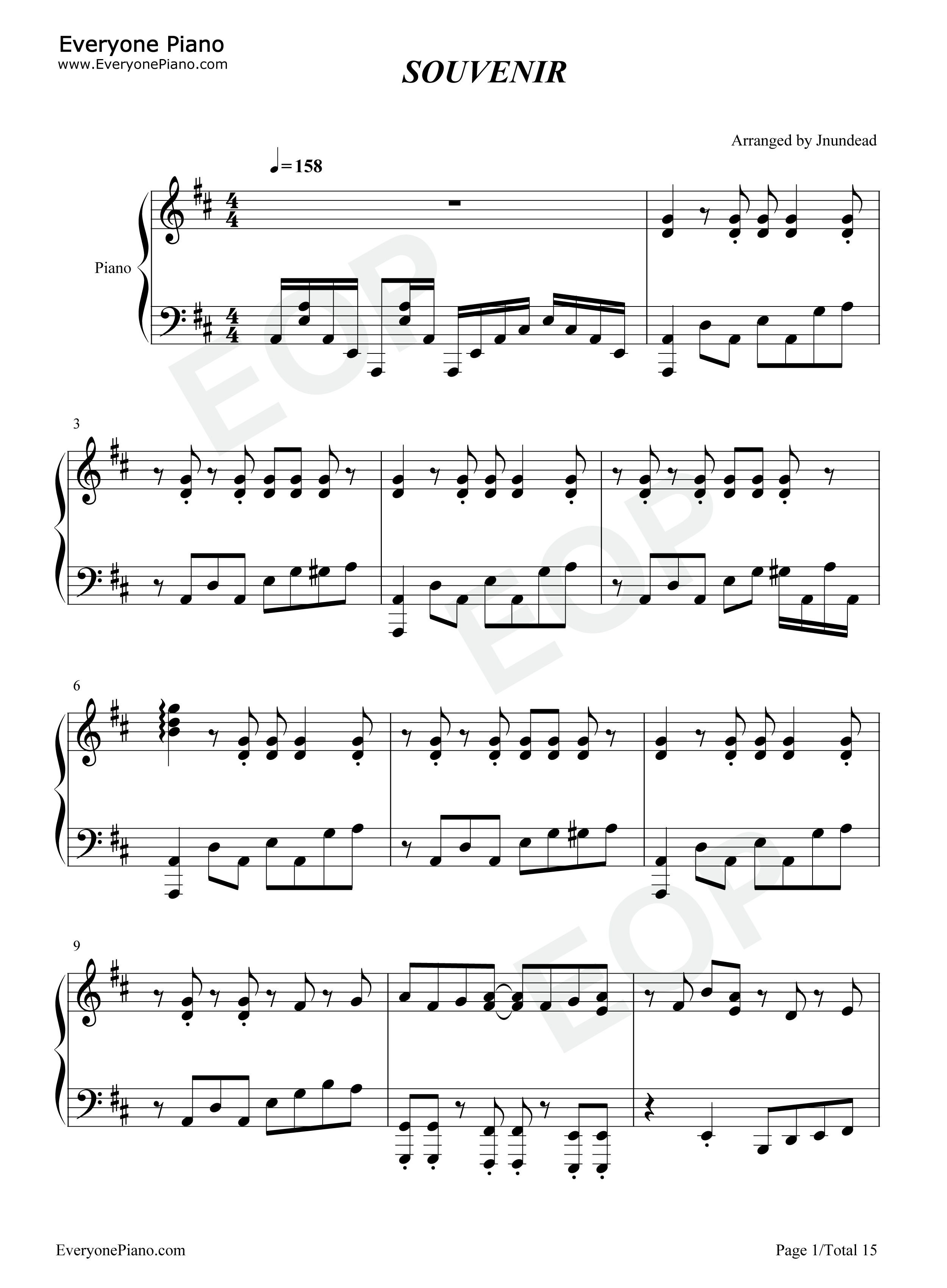 SOUVENIR钢琴谱-BUMP OF CHICKEN1