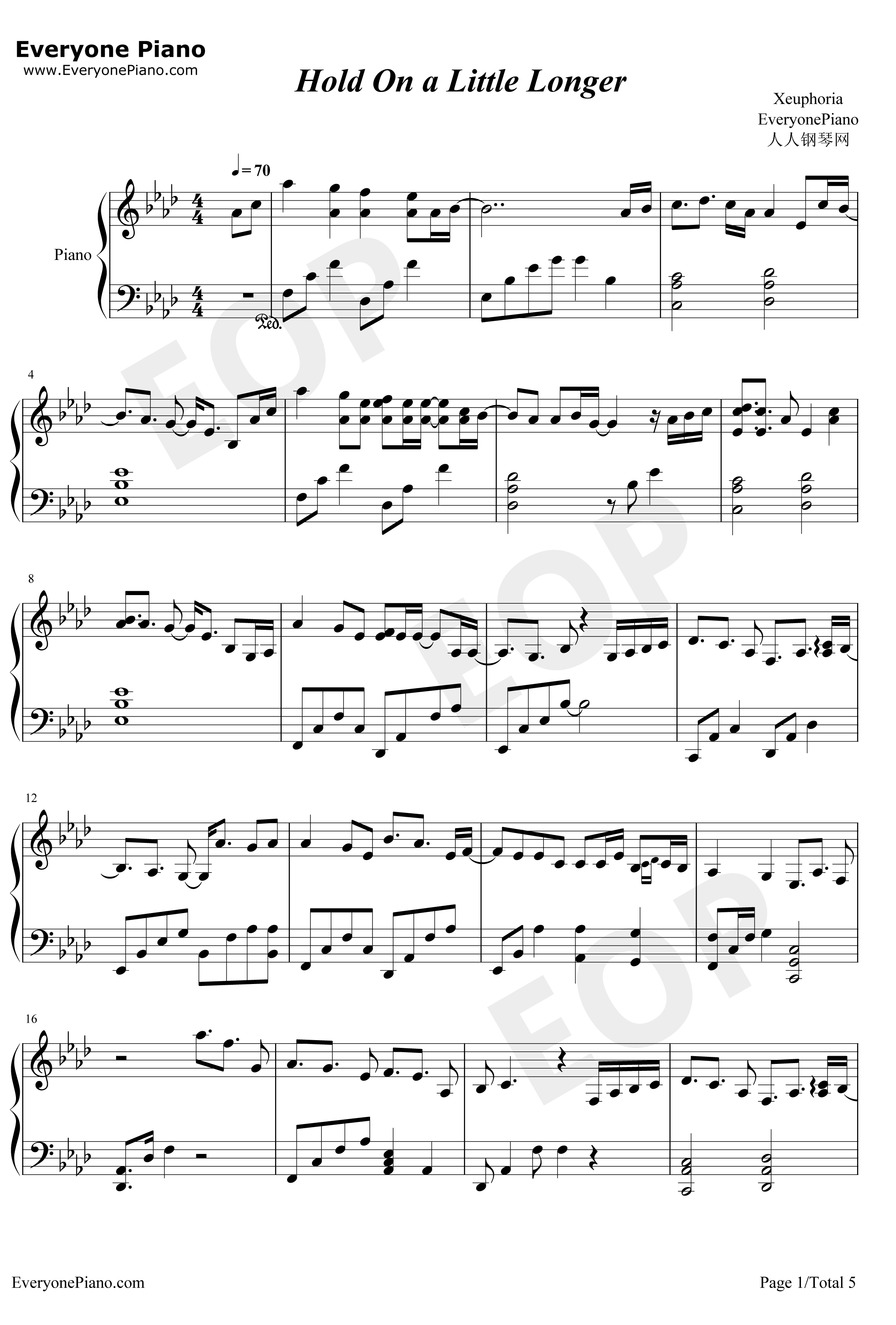 Hold On a Little Longer钢琴谱-Xeuphoria1
