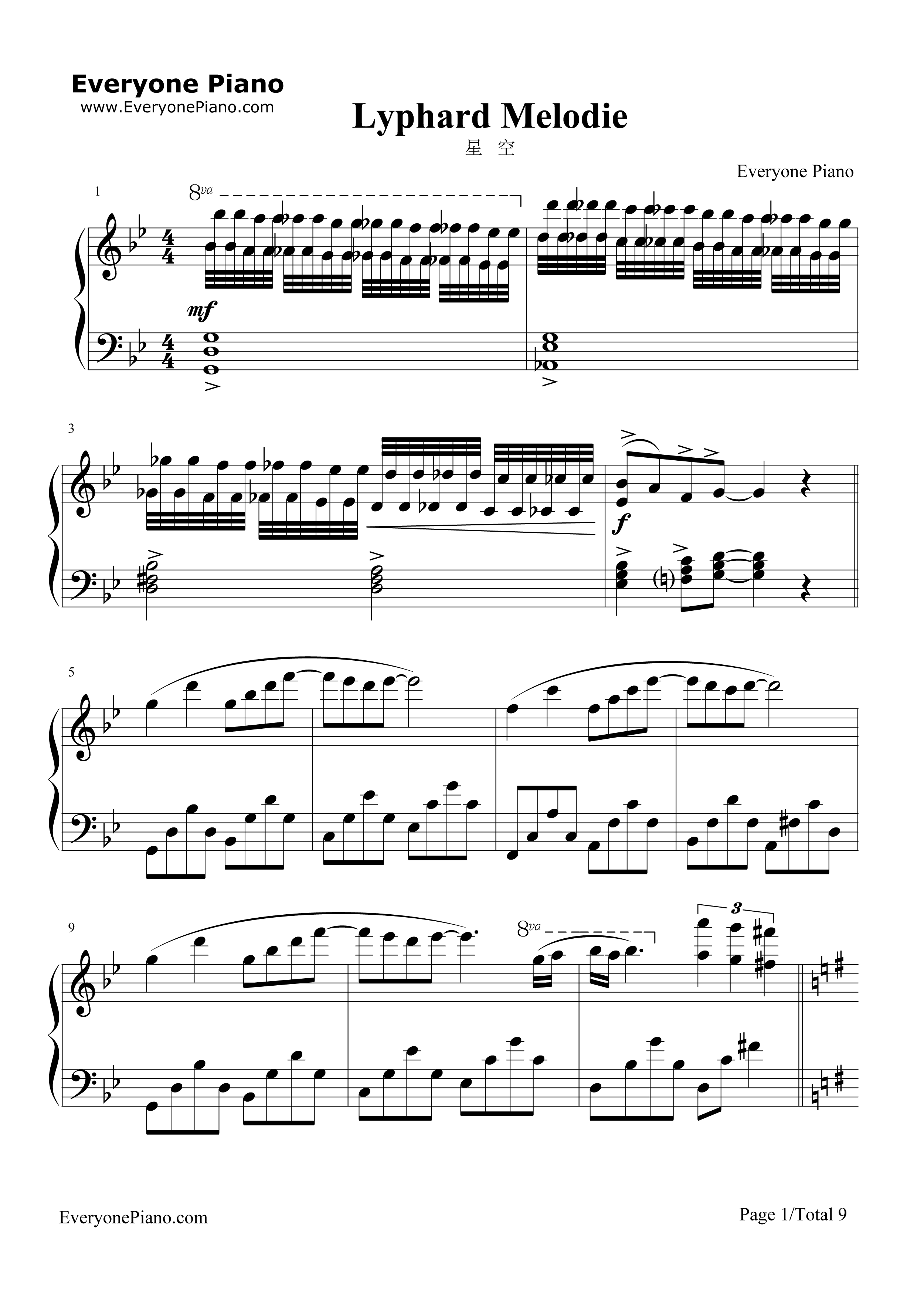 星空钢琴谱-理查德·克莱德曼 Richard Clayderman1