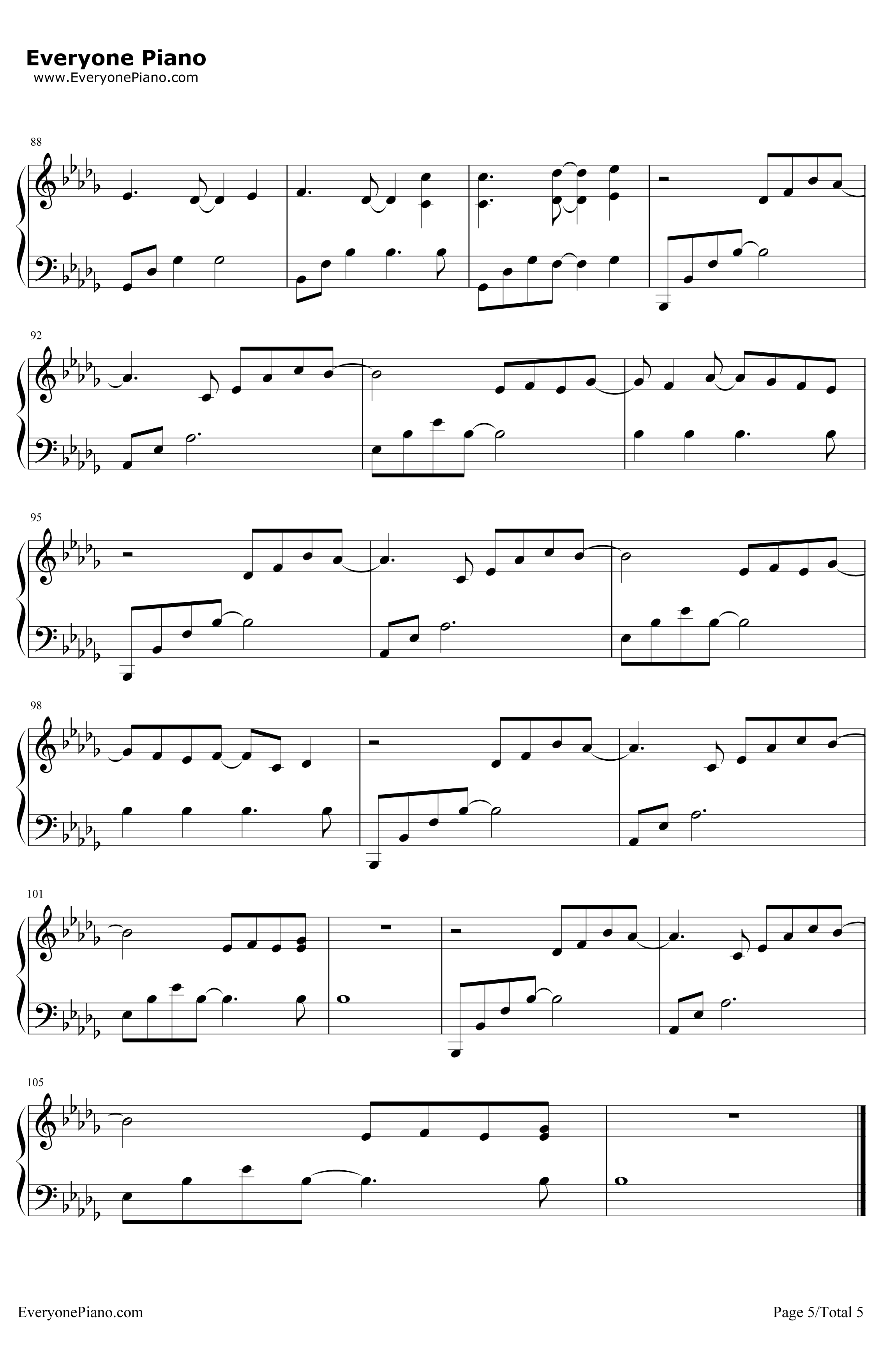 Lithium钢琴谱-Evanescence5