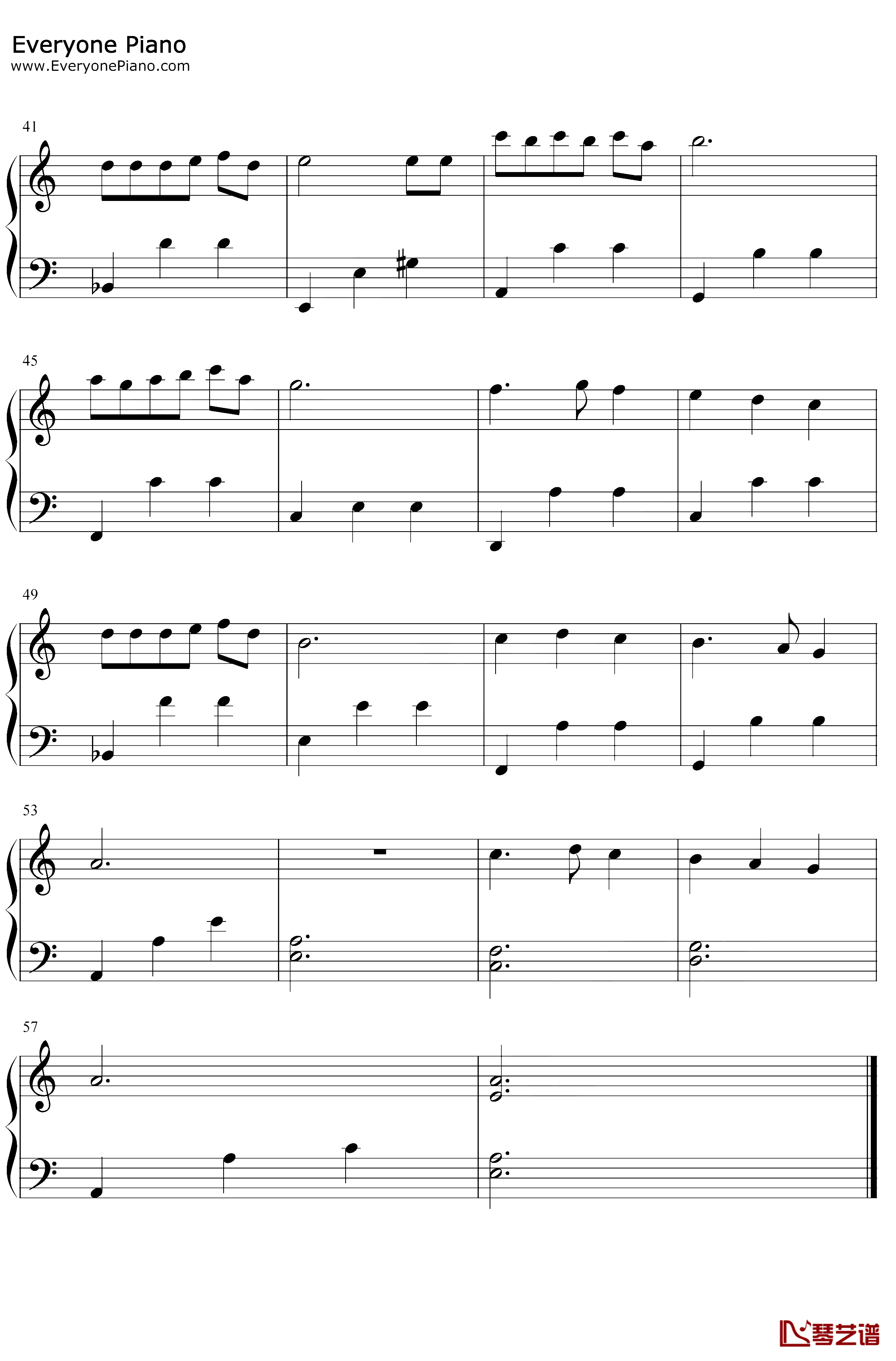 匆匆那年钢琴谱-王菲-C调简单版3